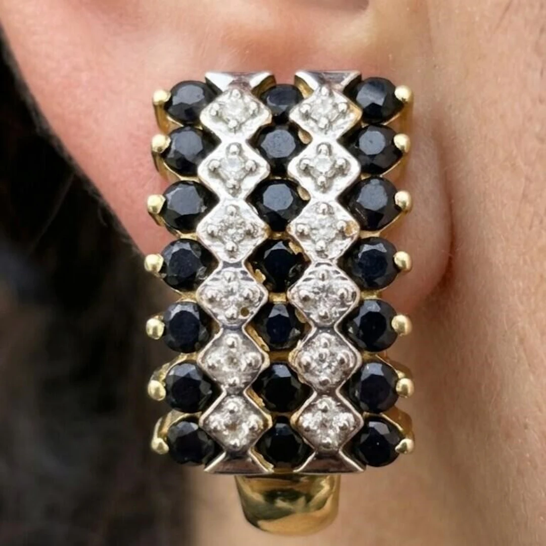 Gold-Plated Silver 6.85g Blue Sapphire White Topaz