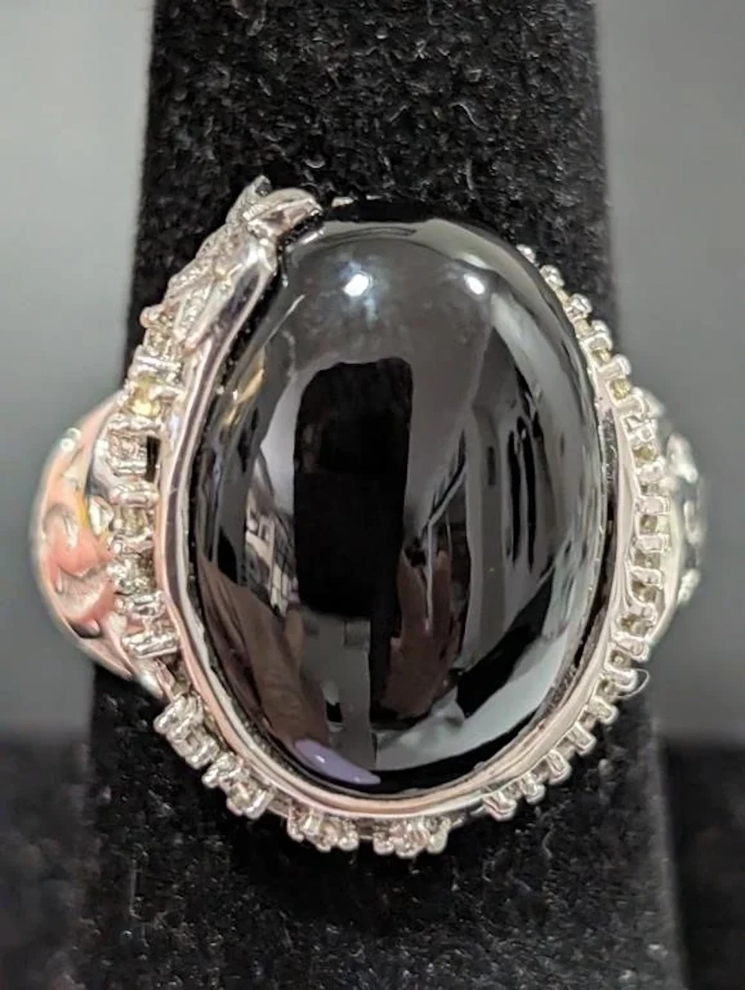 $230, Silver(8.44g), BlackOnyx&czRing, size 7, app