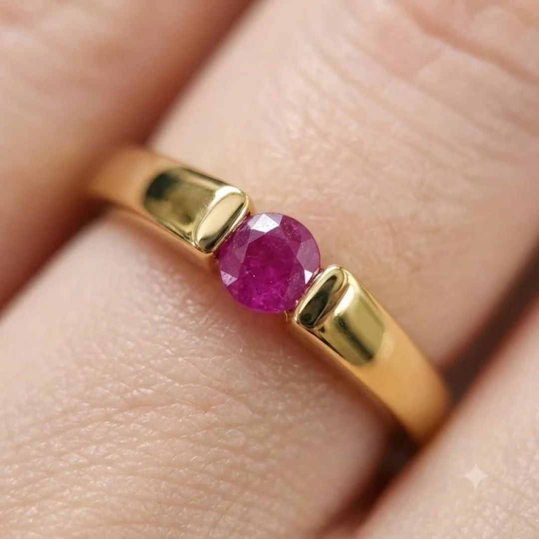 Gold-Plated Silver 3.45g Ruby 0.15ct Ring