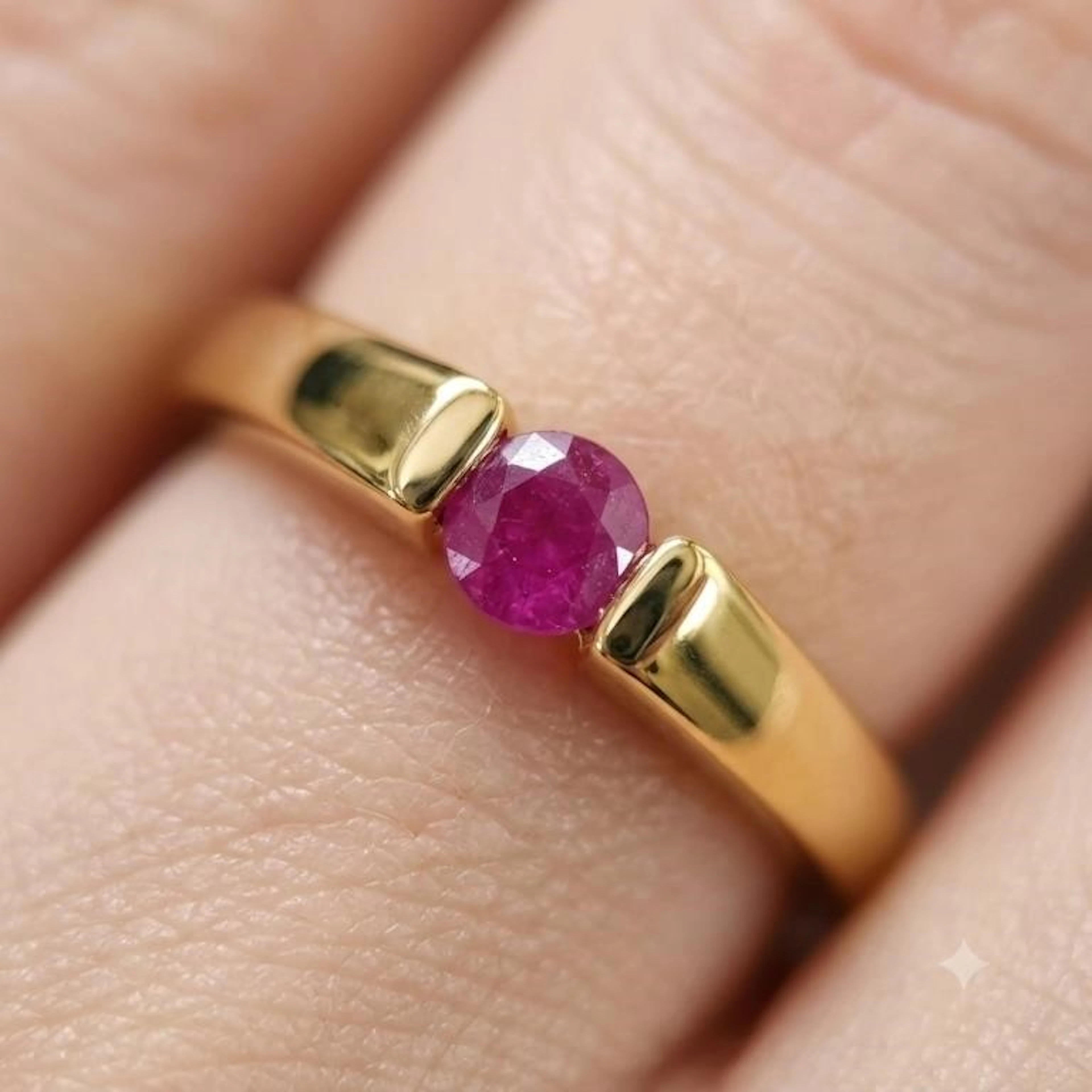 Gold-Plated Silver 3.45g Ruby 0.15ct Ring
