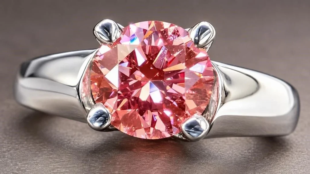 $6000, 14k(3.58g), pink lab diamond (1.03ct)ring