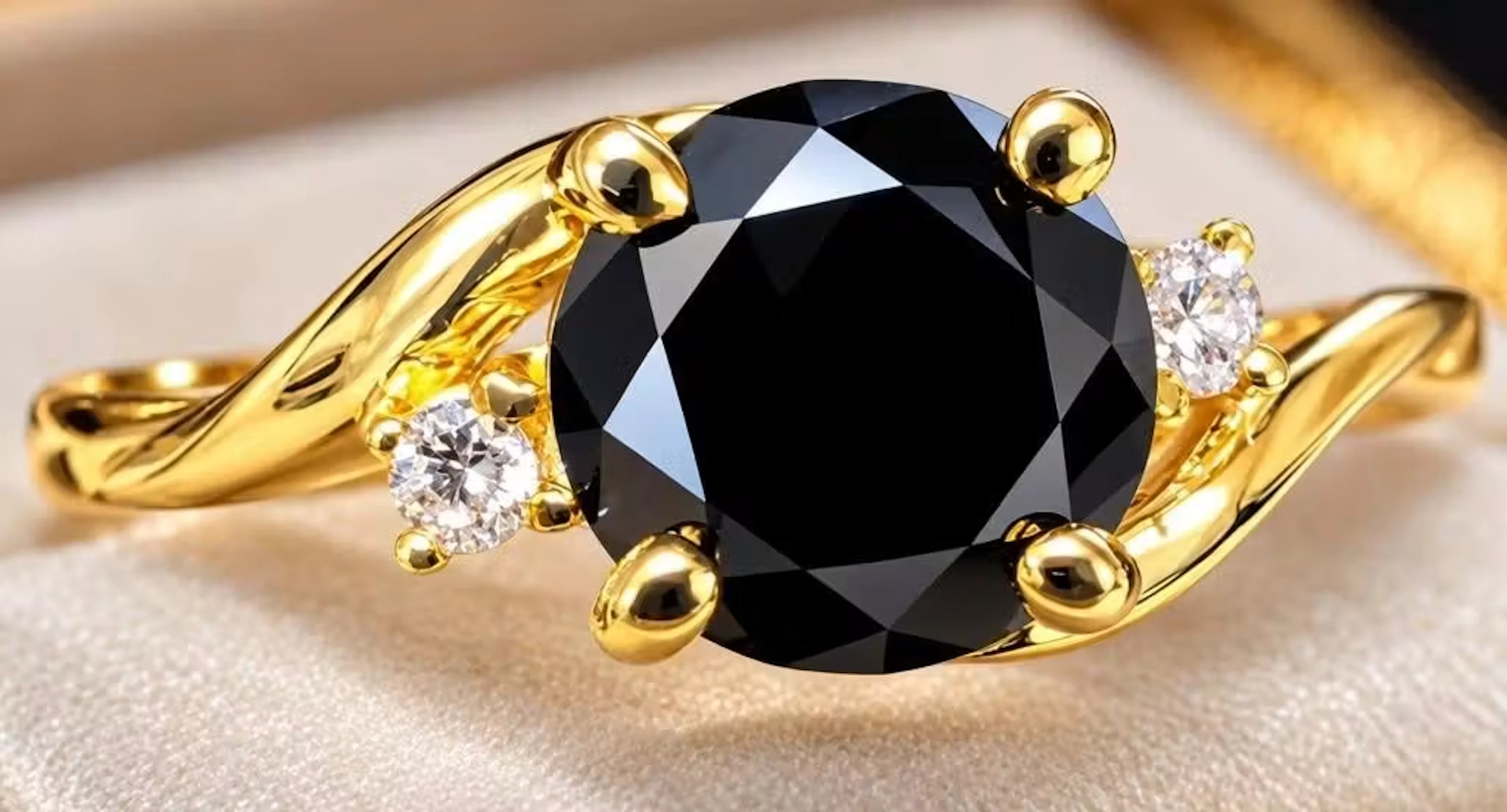 $2275, 10k(2.53g), black diamond (1.6+0.03ct)ring