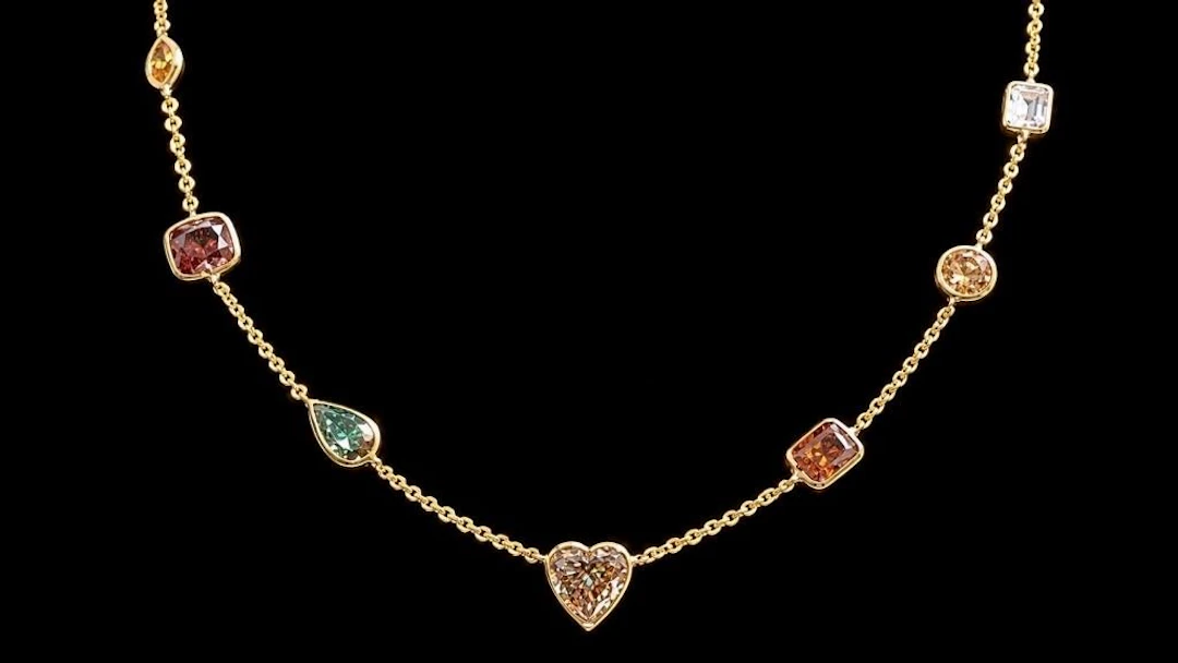 $4085, 10k(2.61g), fancy lab diamond (4.35ct)neckl