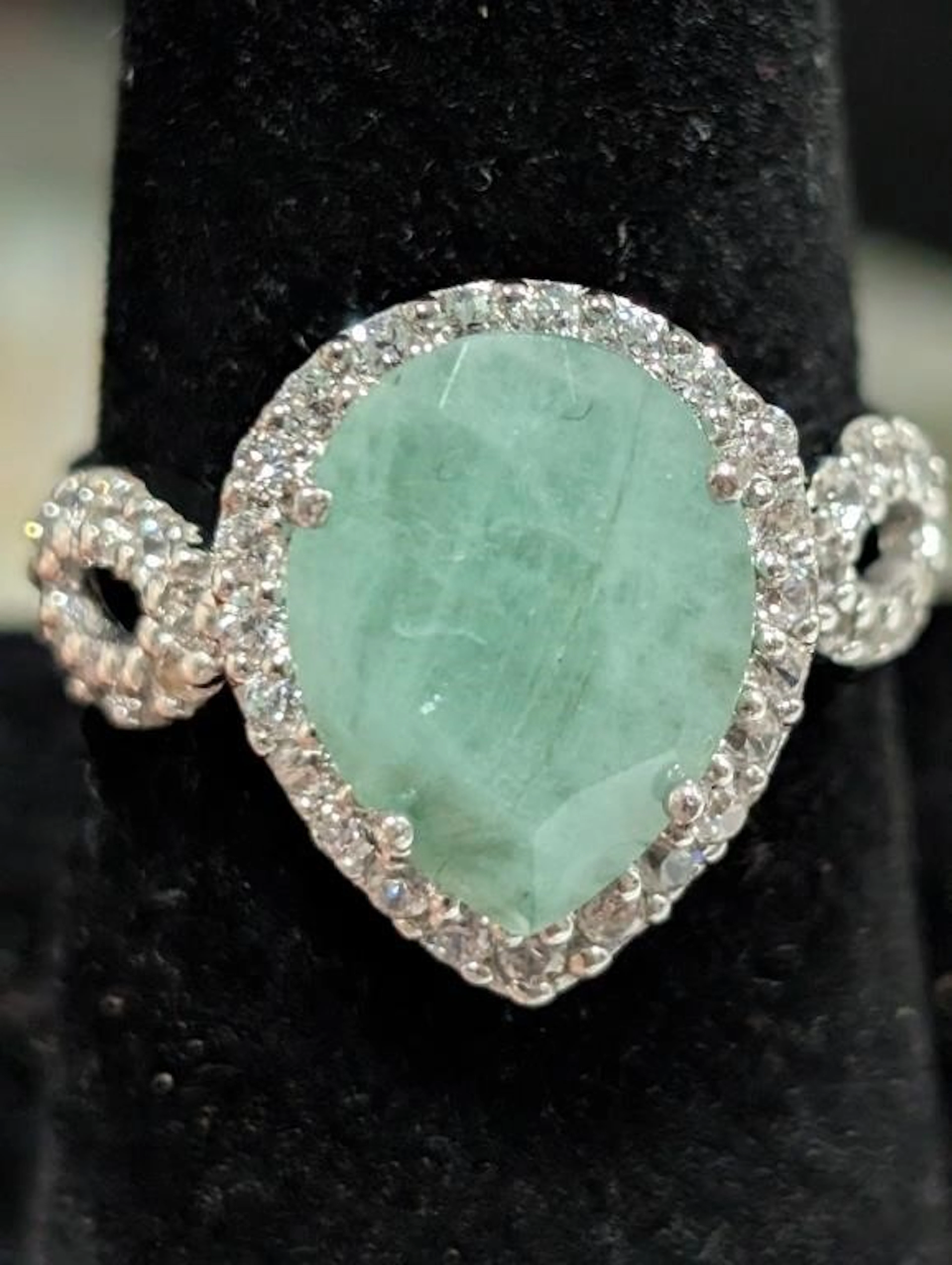 $150, Silver(4.13g), Emerald&czRing, size 7.5, app