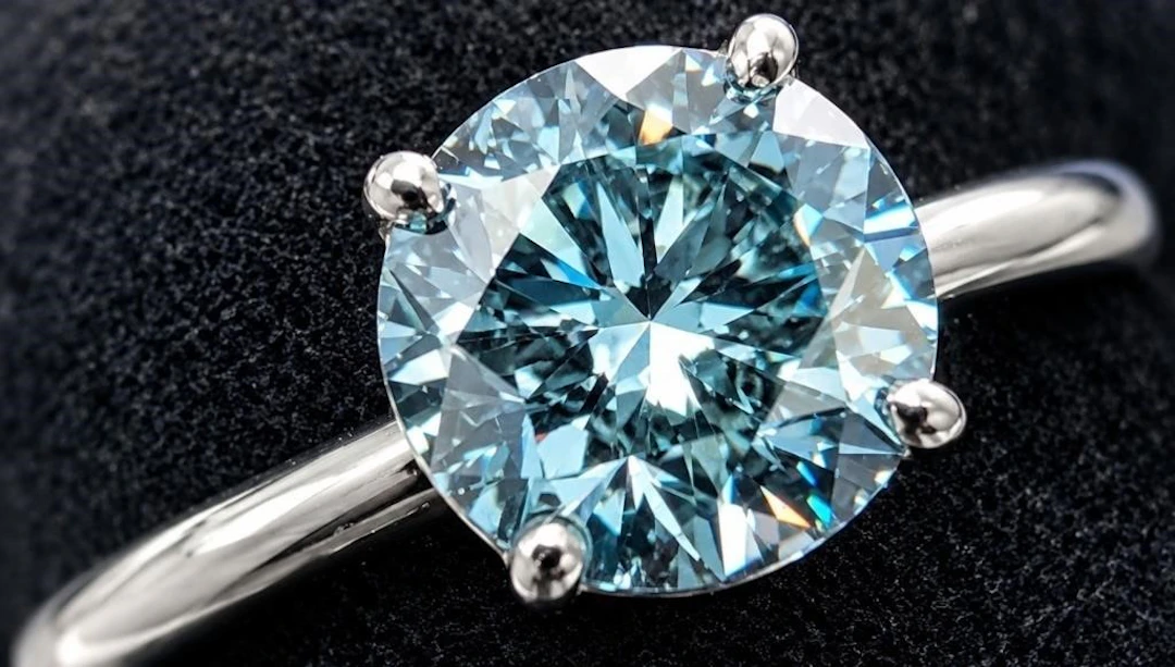 $2400, 10k(1.35g), blue lab diamond (0.66ct)ring
