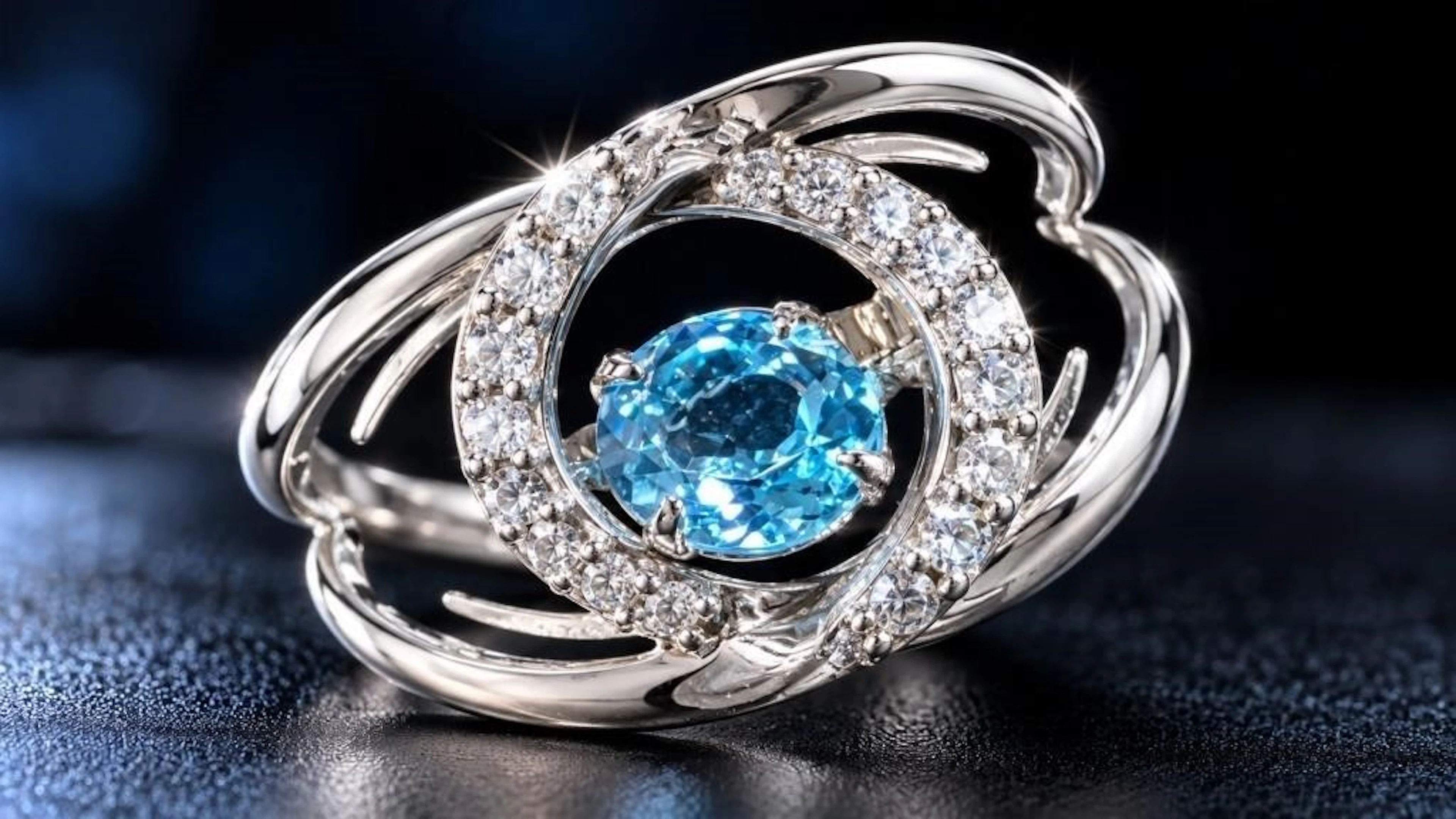 $120, Silver(4.68g), Blue Topaz&czRing, size 7, ap