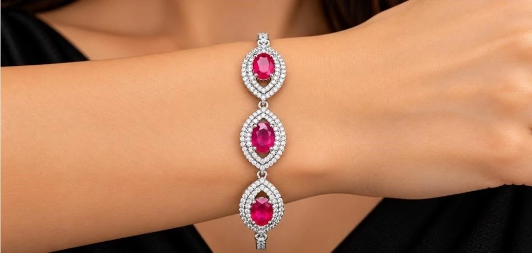 $520, silver(6.4g), ruby (6ct)bracelet 8", retail