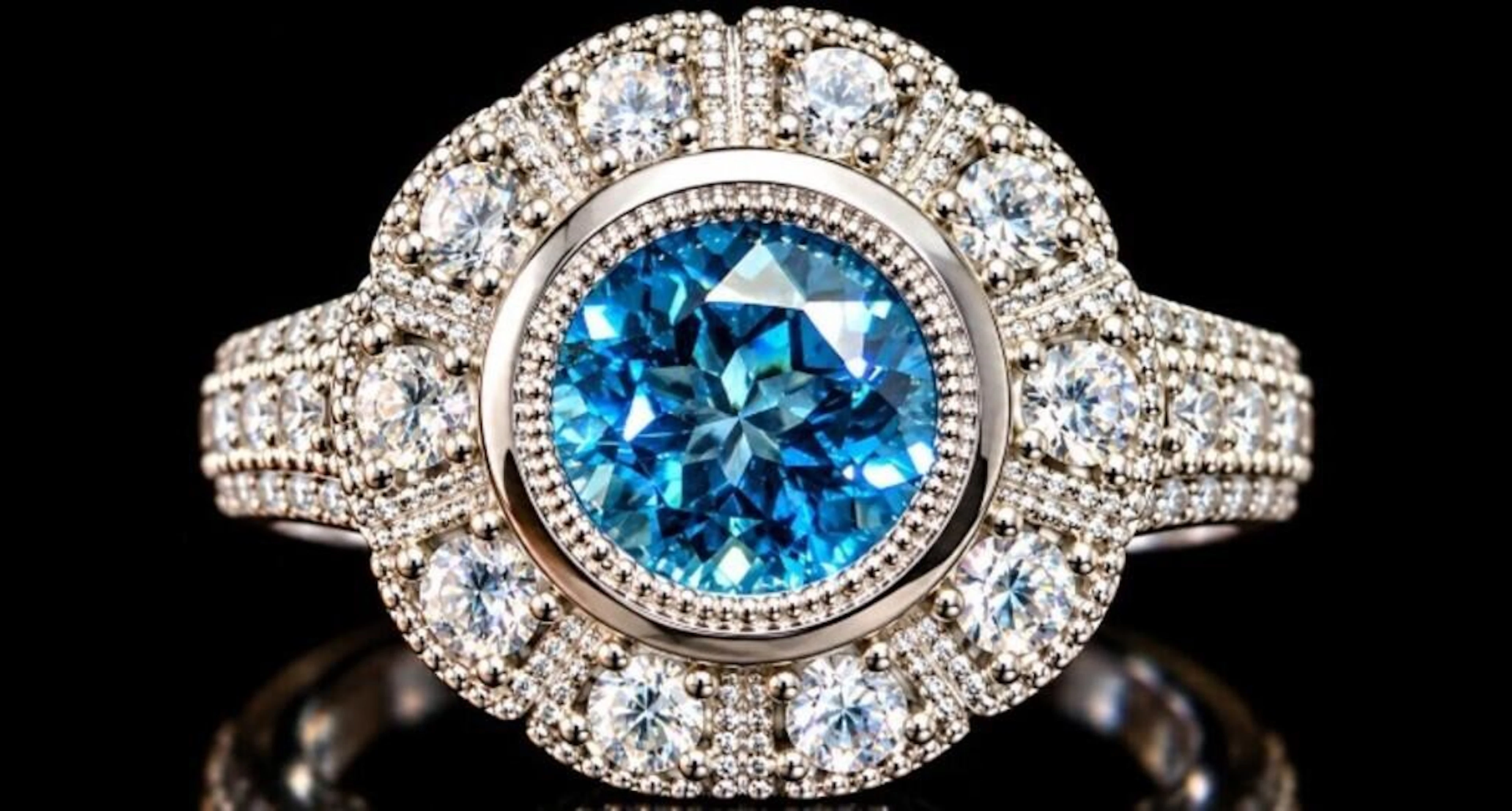 $440, sterling silver(7.39g), blue topaz (1ct)ring