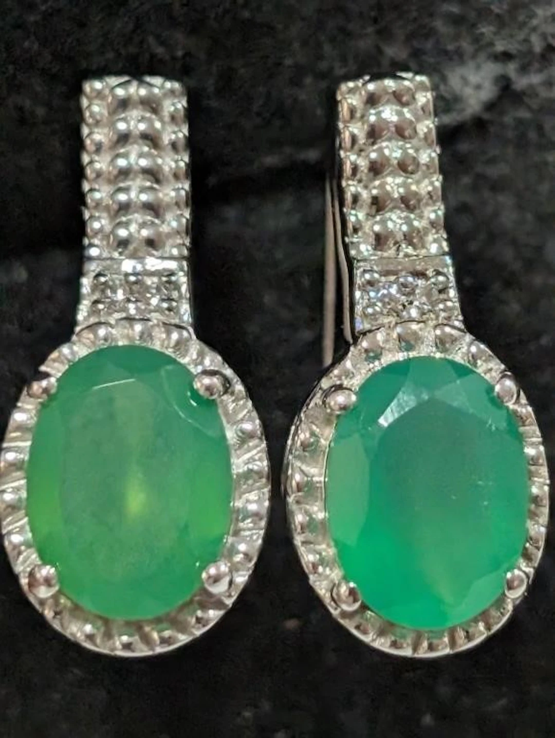 $120, Silver(4.73g), Green Onyx (3ct)Earring, appr