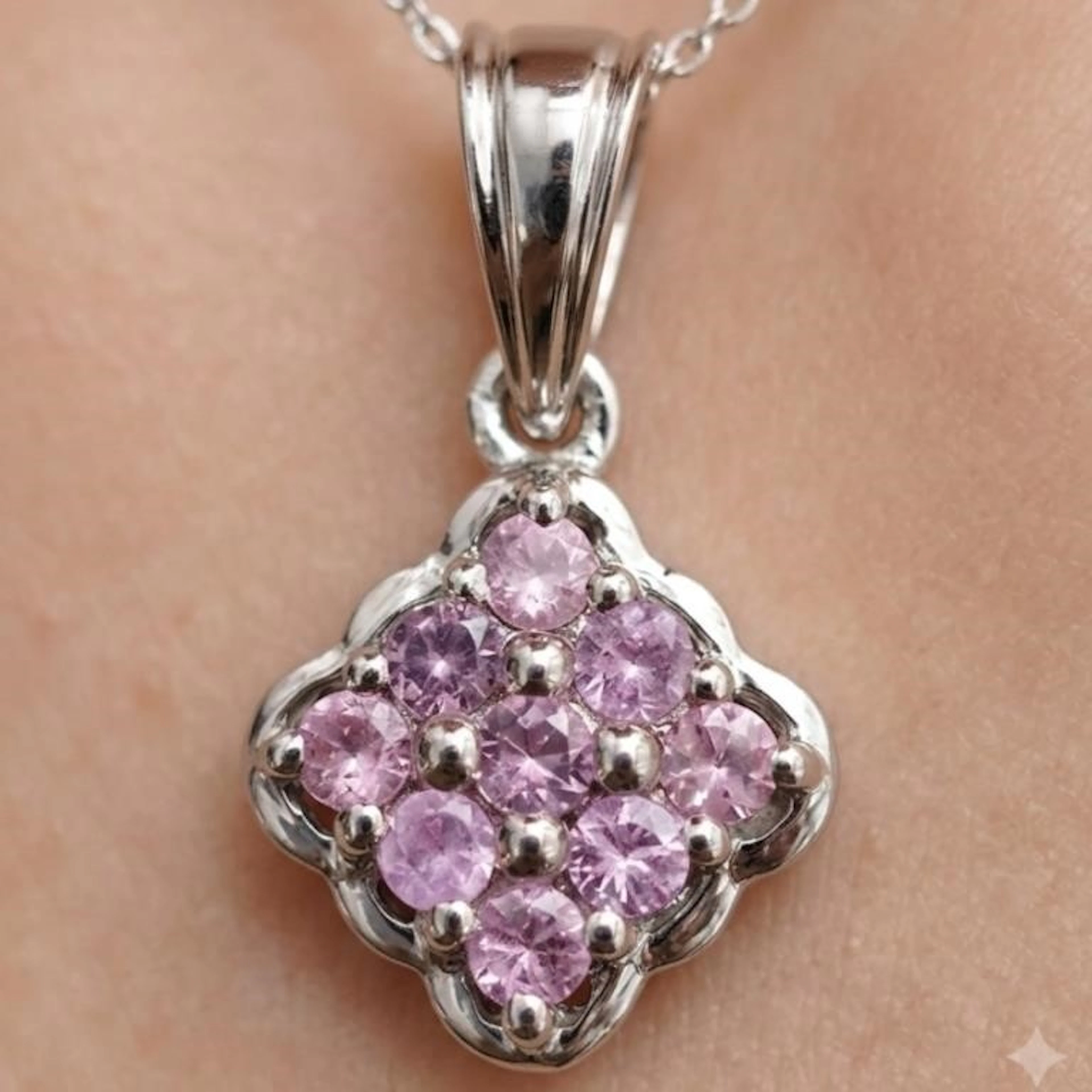 Silver 2.55g Pink Sapphire 1.05ct Pendant