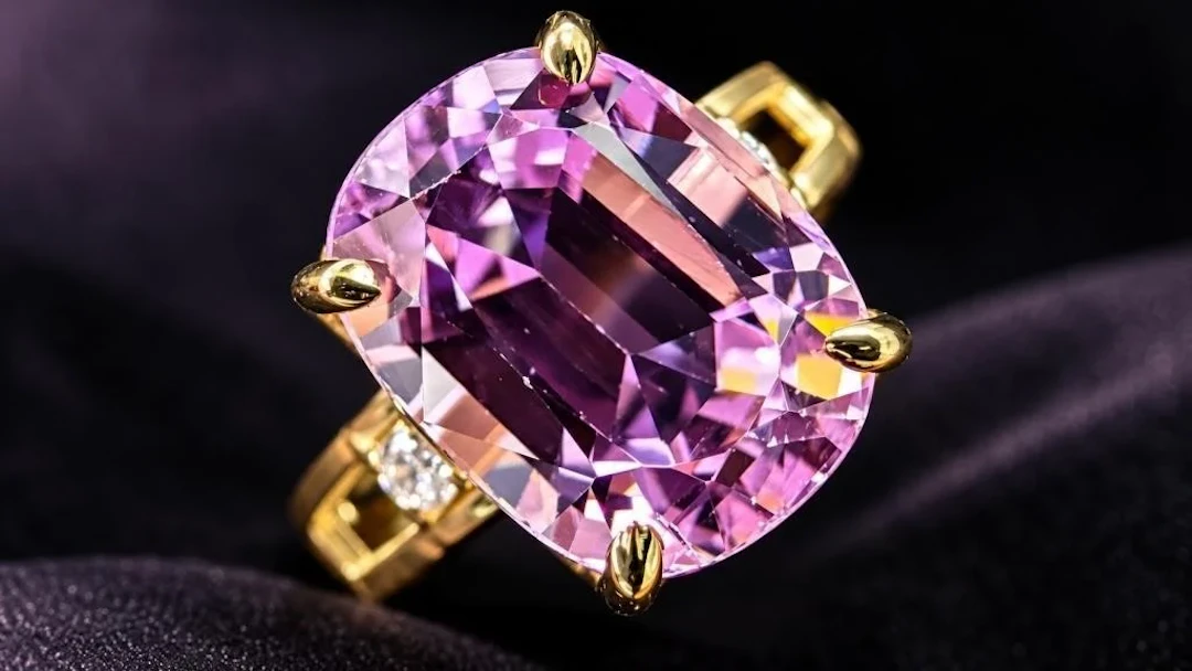 $3600, 10K(2.9g), kunzite (5.8ct), lab diamond (0.