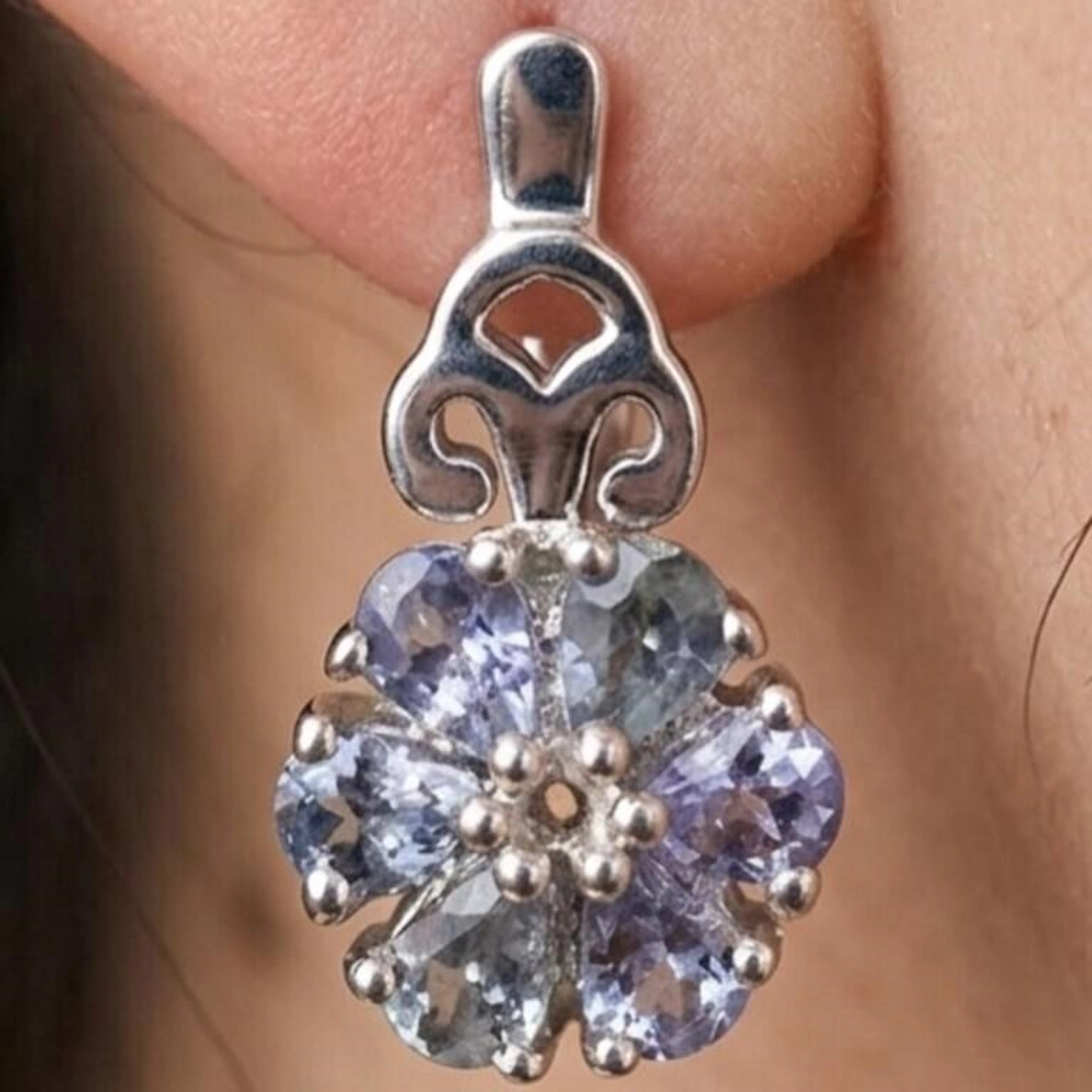 Silver 5.05g Tanzanite 2.85ct Earrings