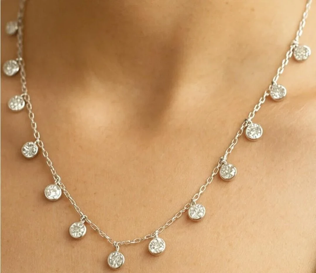 $0, 10k(5.74g), moissanite (12ct)necklace 20", re
