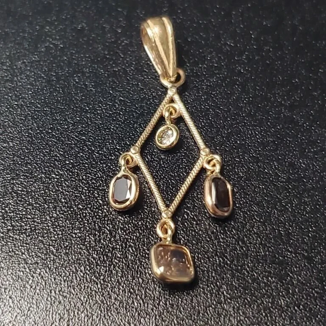 $2205 14K 0.7gWhite&Brown Diamond(0.61ct) Pendant