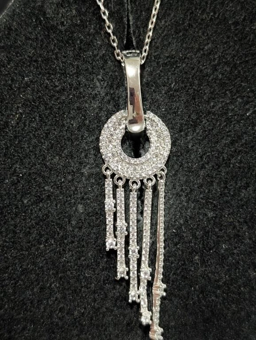 $160, Silver(6.43g), czNecklace,17", appraised/re