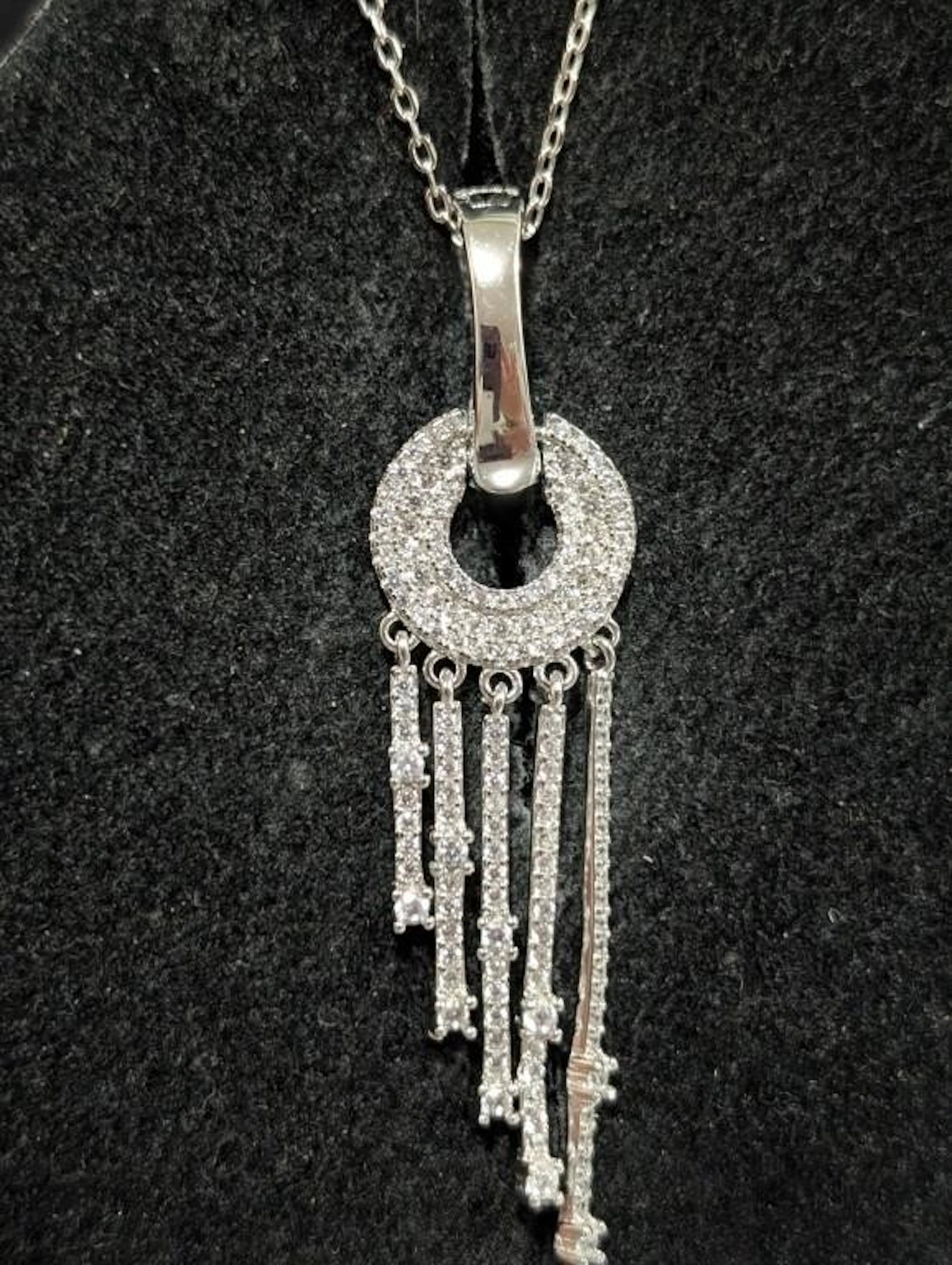 $160, Silver(6.43g), czNecklace,17", appraised/re