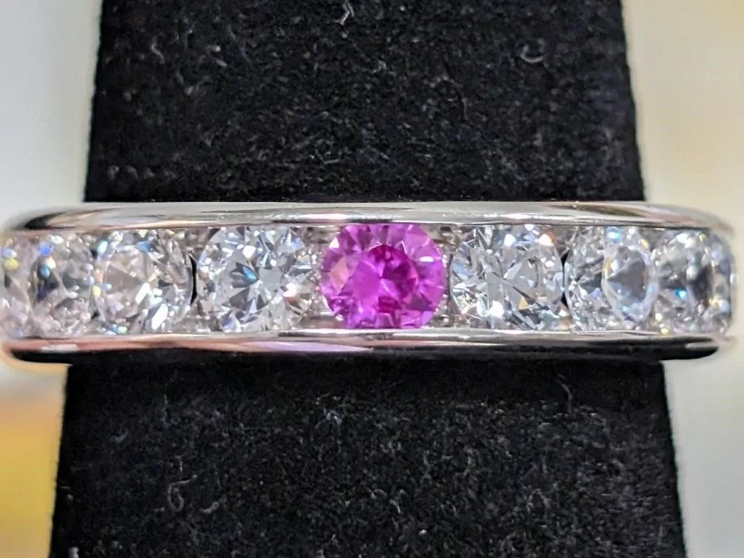$135, Silver(5.33g), cz eternityRing, size 7, appr