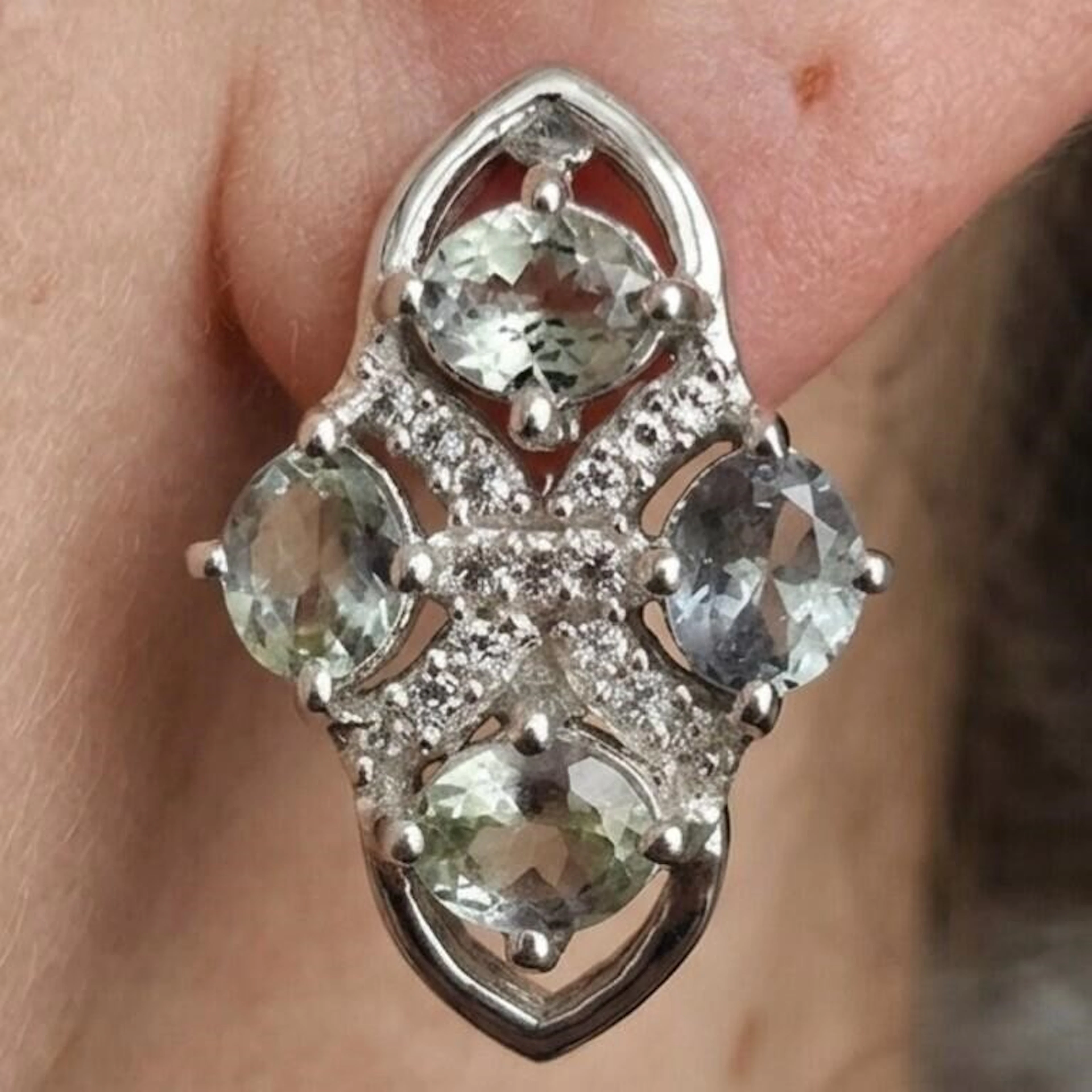 Silver 6.25g Bio Tanzanite 3.75ct Earrings