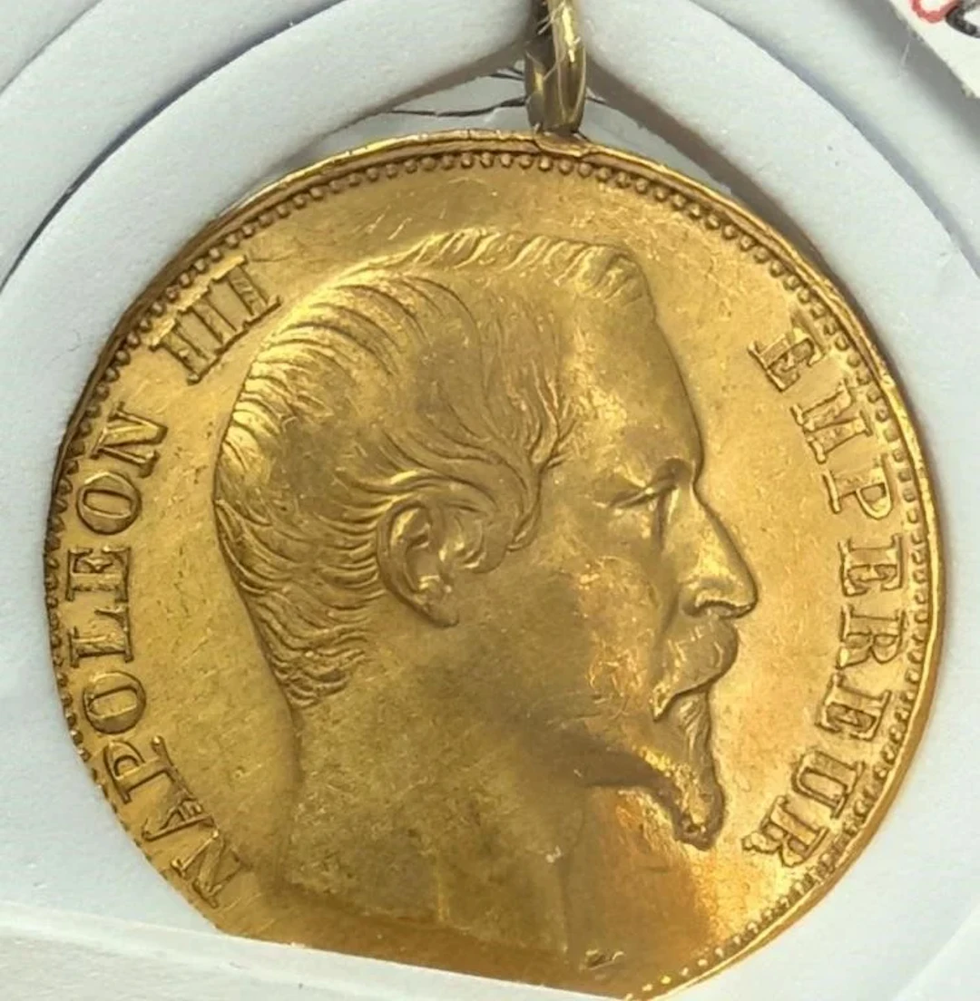 ., 21.6k(6.5g), 1858 20francs pendant coin, retai