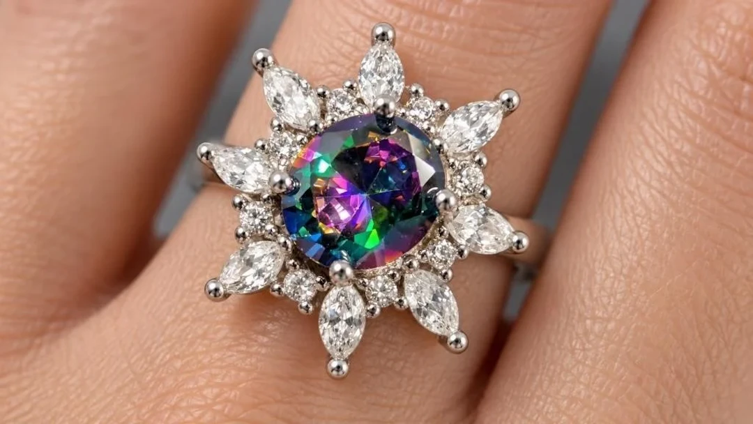 $280, silver(4.5g), mystic czring, size 8, retail