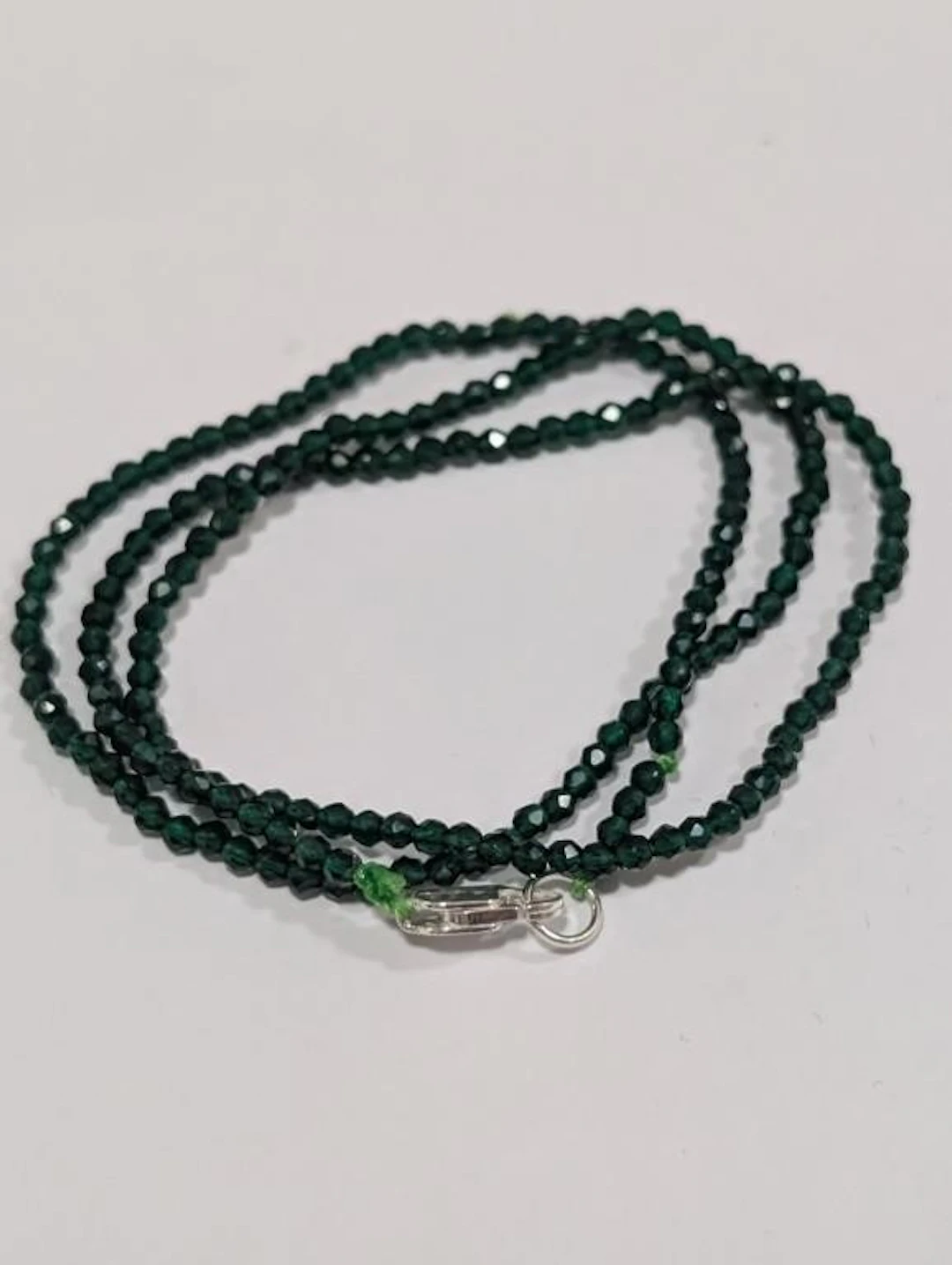 $80, SilverCrystal faceted beadsNecklace,16", app