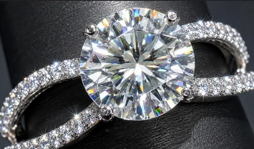 $2000, 14k(2.06g), moissanite (2ct)ring, size 6.5