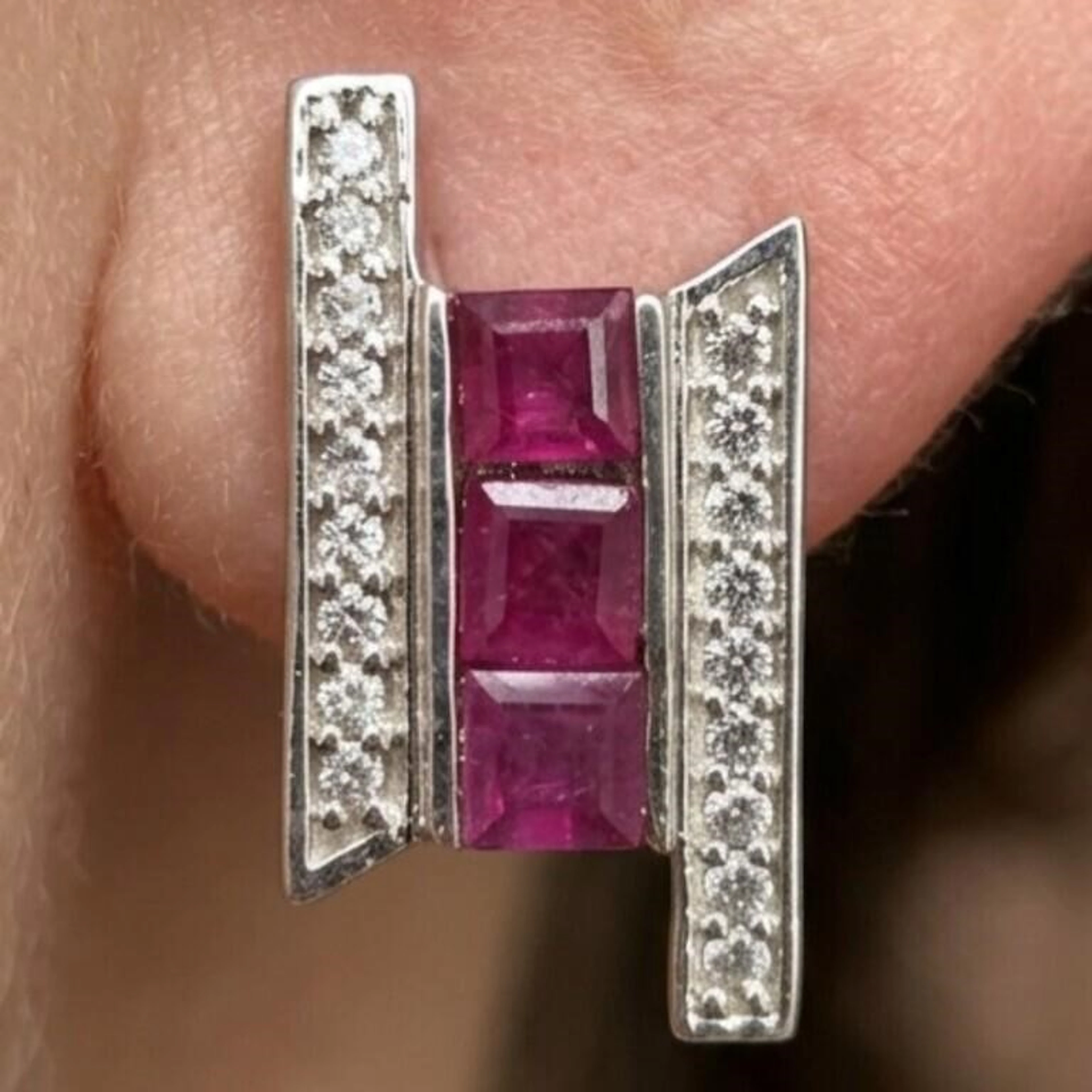 Silver 4.45g Ruby White Topaz 2.15ct Earrings