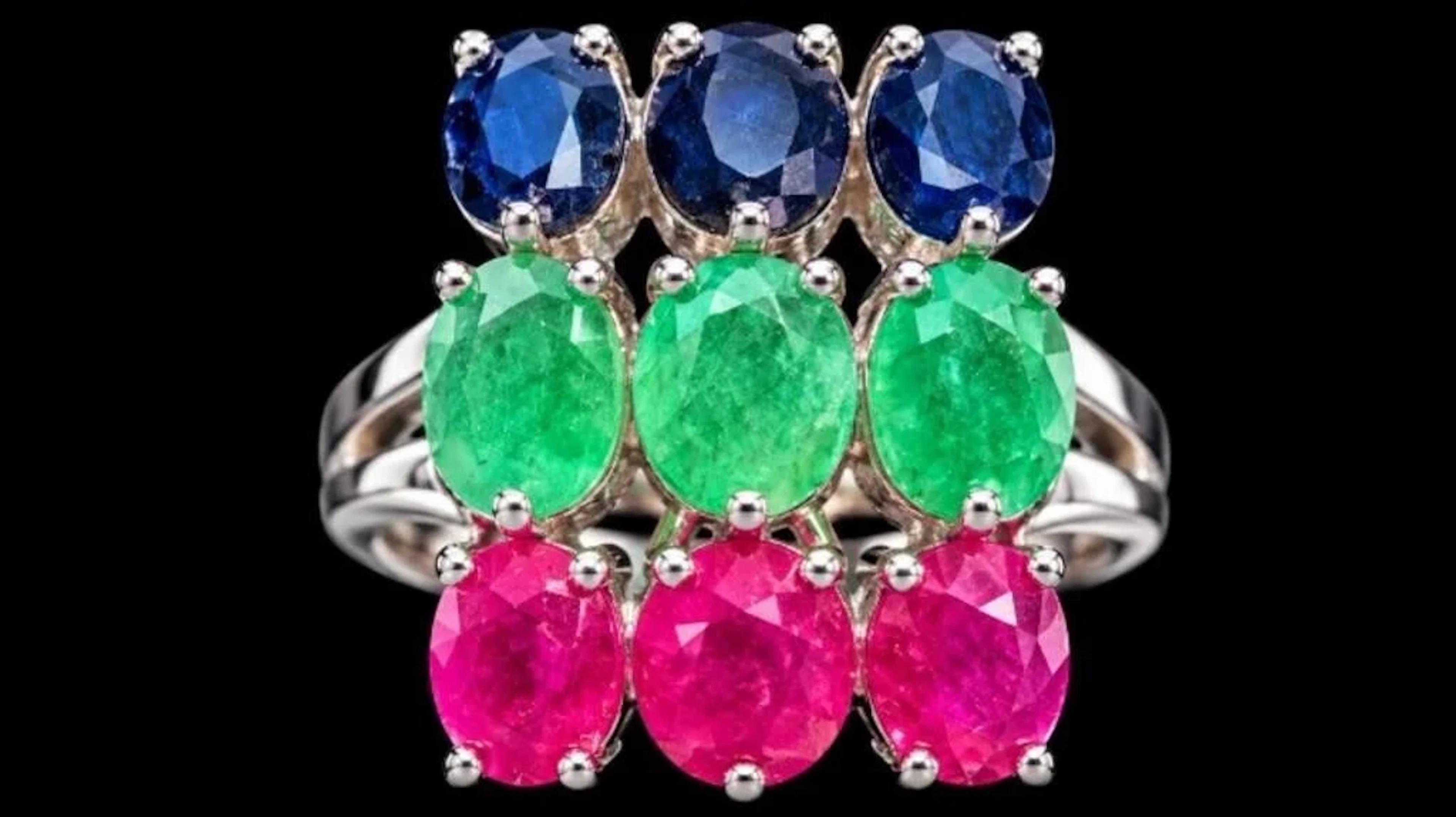 $600, silver(8.2g), ruby, emerald, sapphire (12ct)