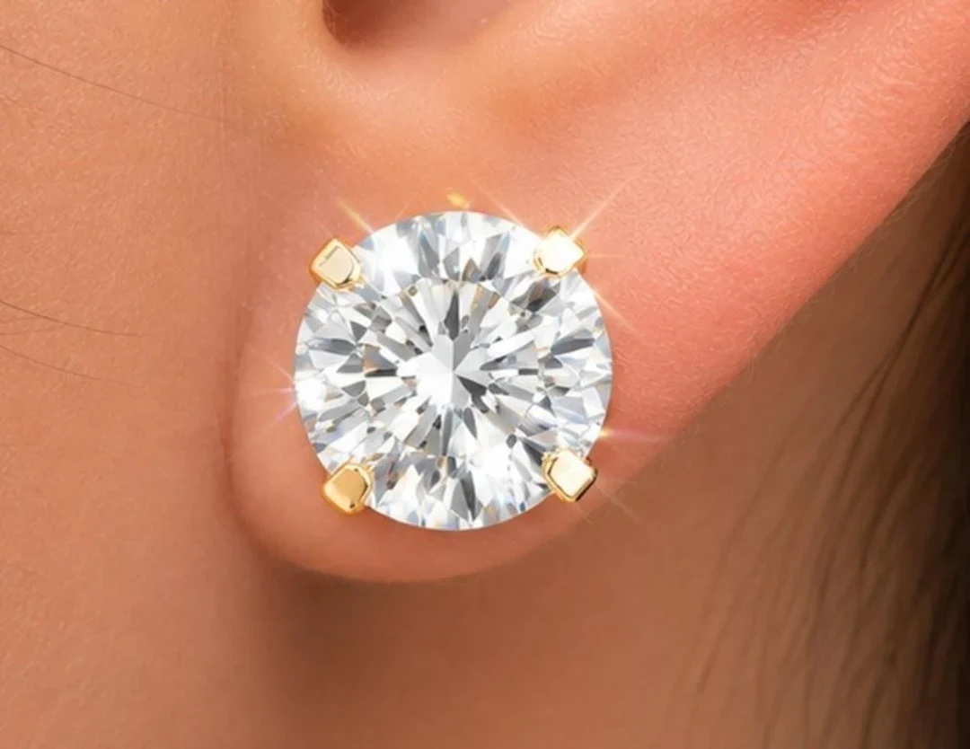 $800, 14K.MOISSANITE (1.88ct)EARRINGS, retail valu