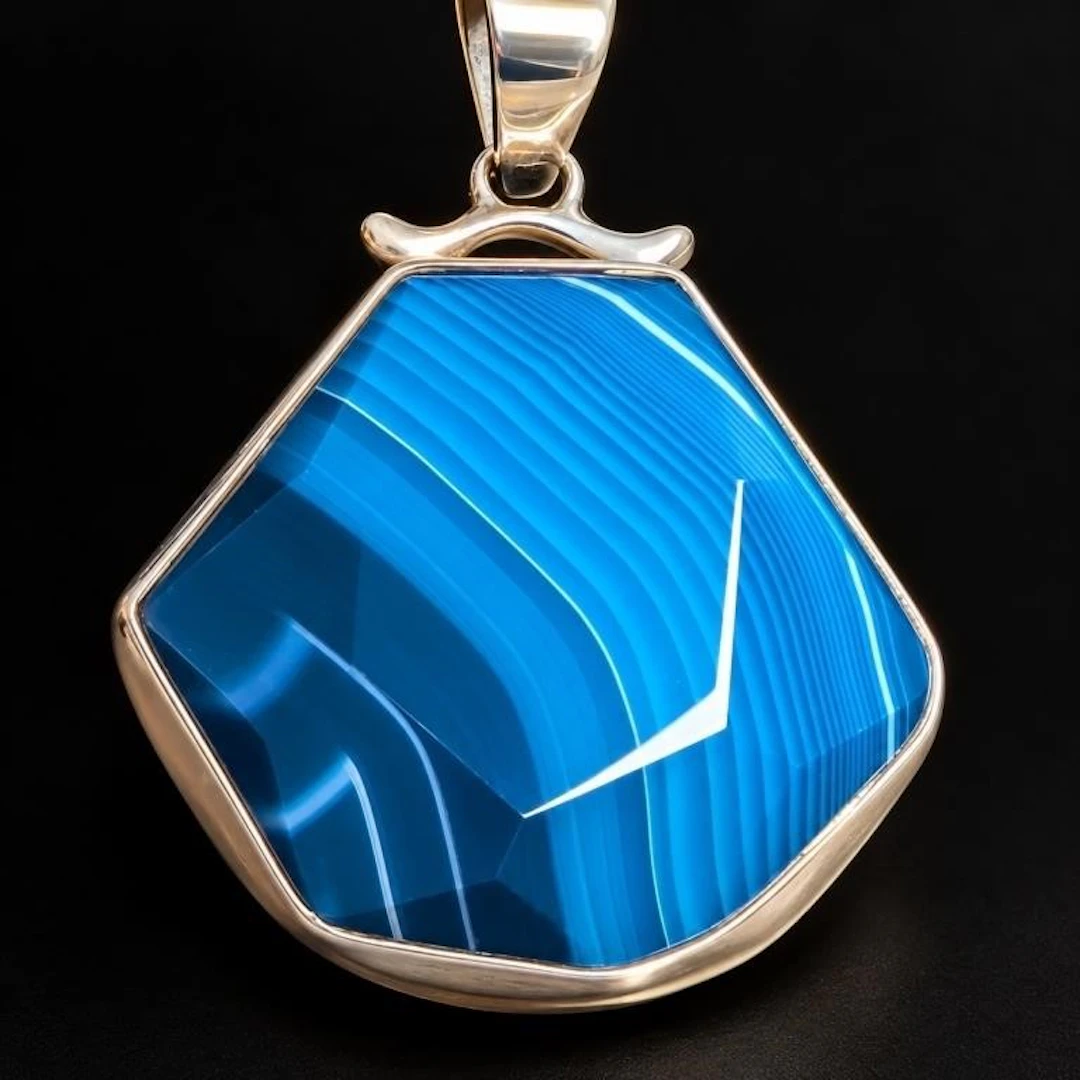 $500, silver(25.38g), blue banded agate gemstone