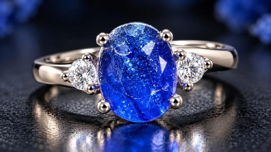$85, Silver(2.76g), Sapphire&cz (1ct)Ring, size 8