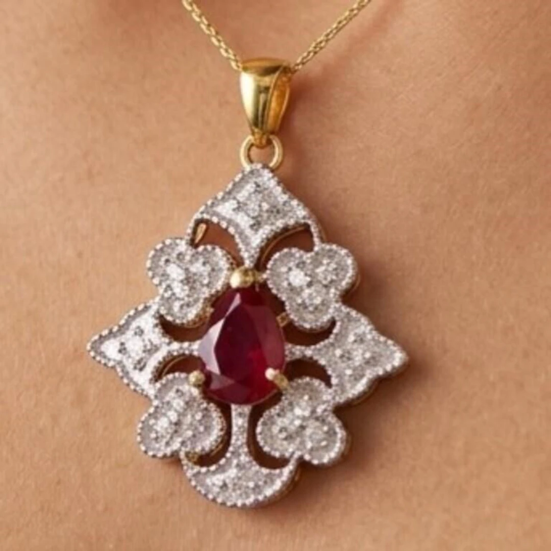 Gold-Plated Silver 2.75g Ruby White Topaz 0.65ct P