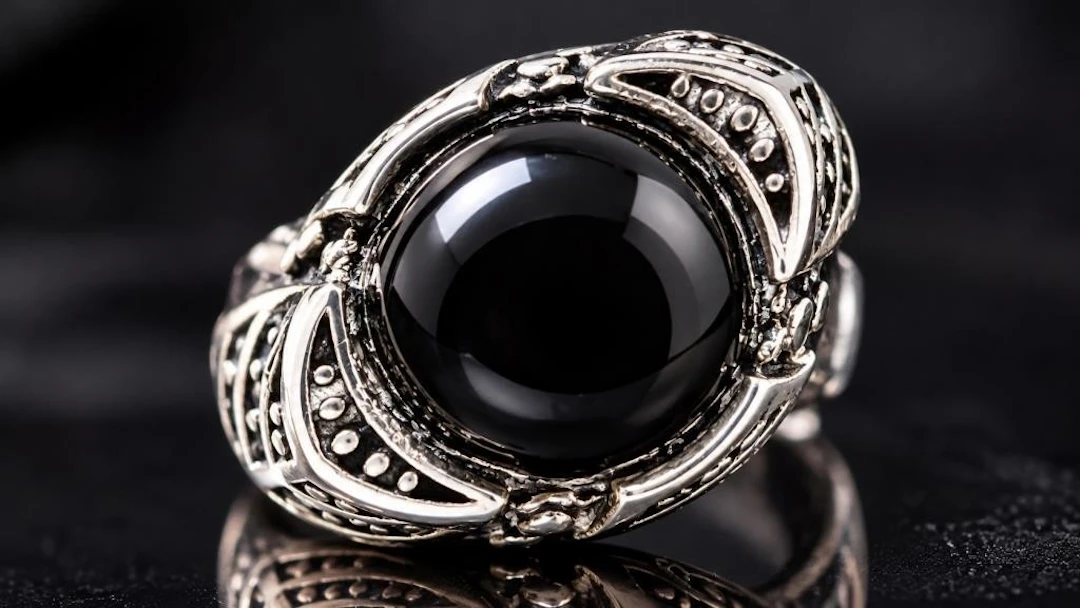 $130, Silver(5.25g), Black onyxRing, size 8.5, app