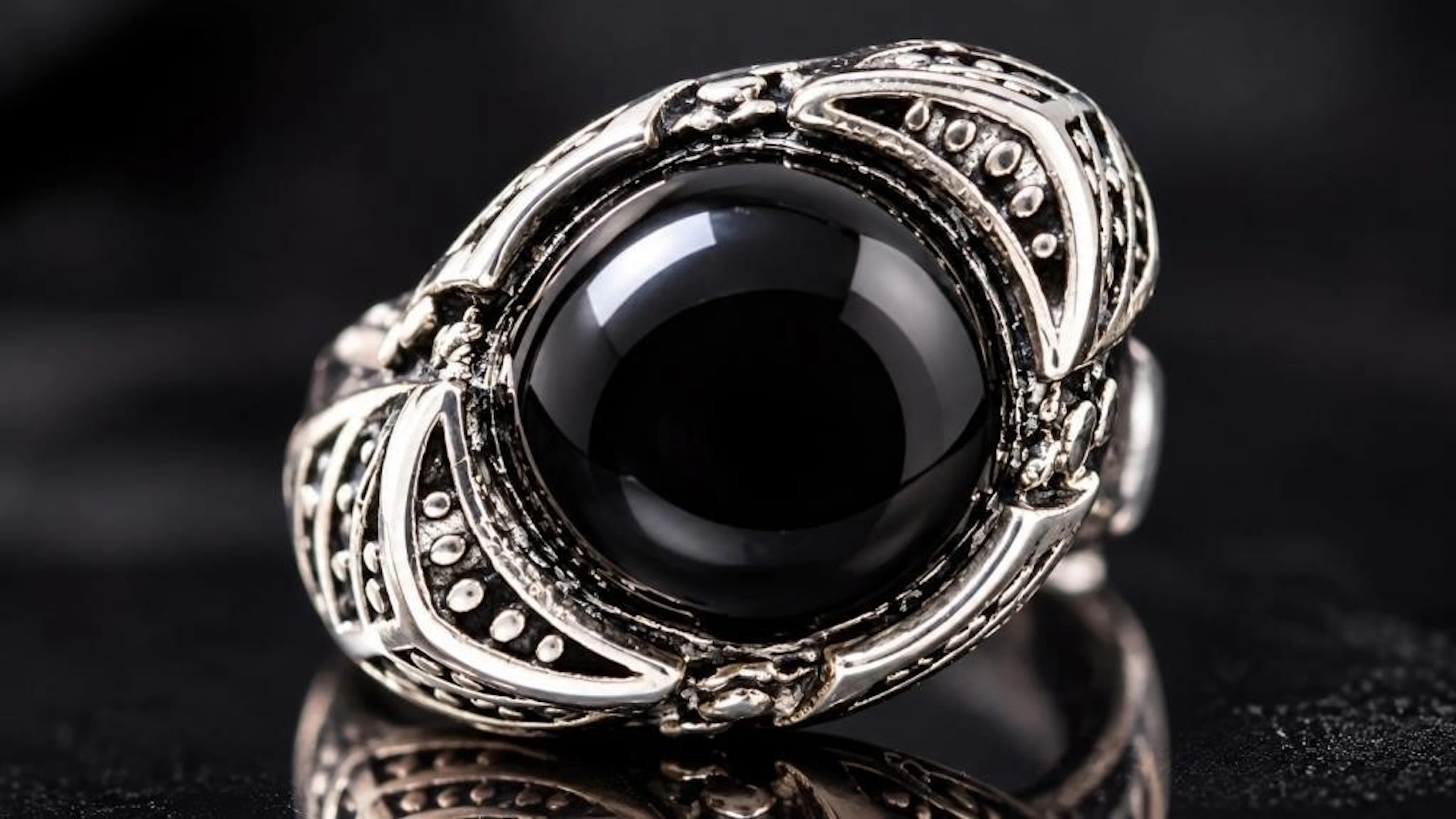$130, Silver(5.25g), Black onyxRing, size 8.5, app