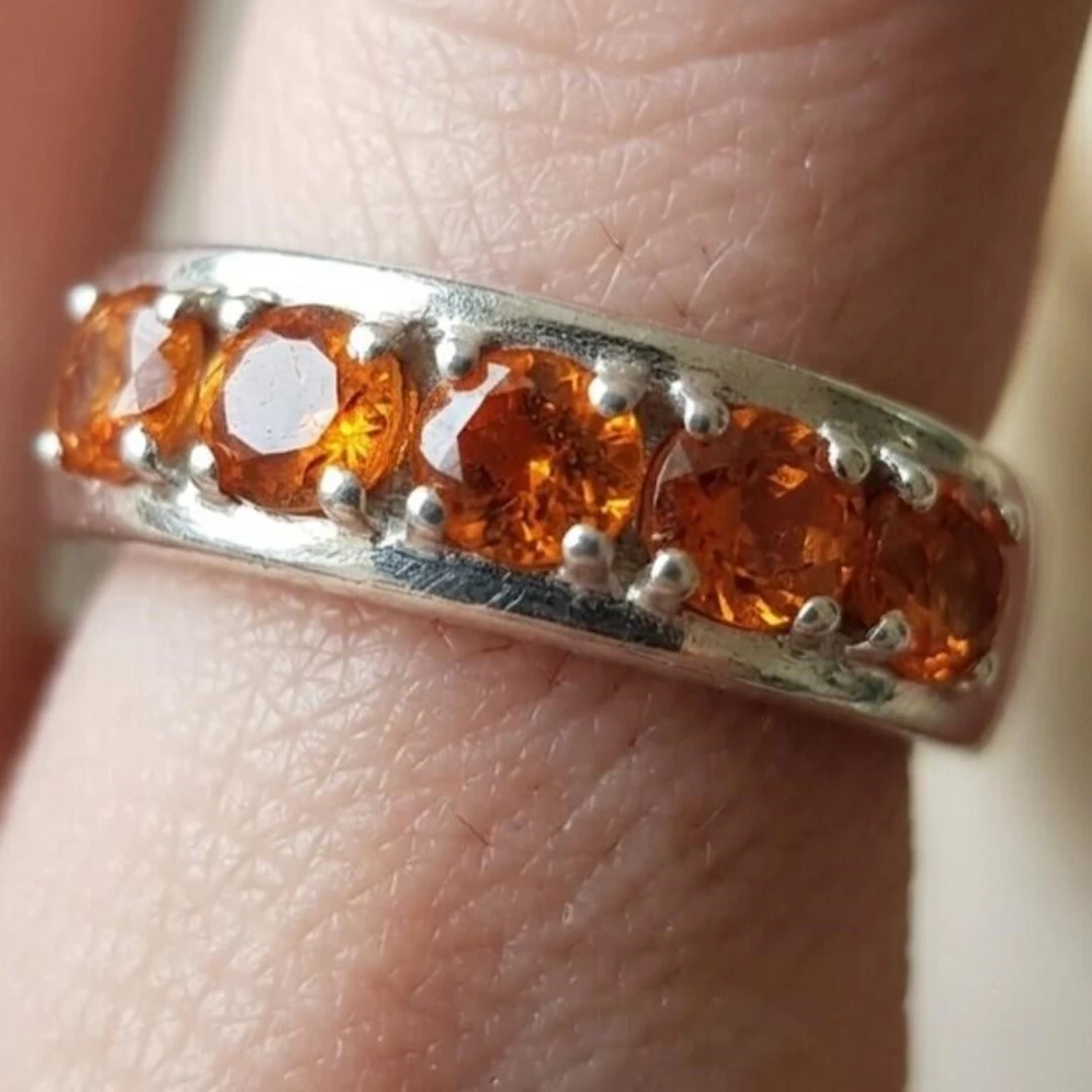 Silver 3.85g Orange Sapphire 1.05ct Ring