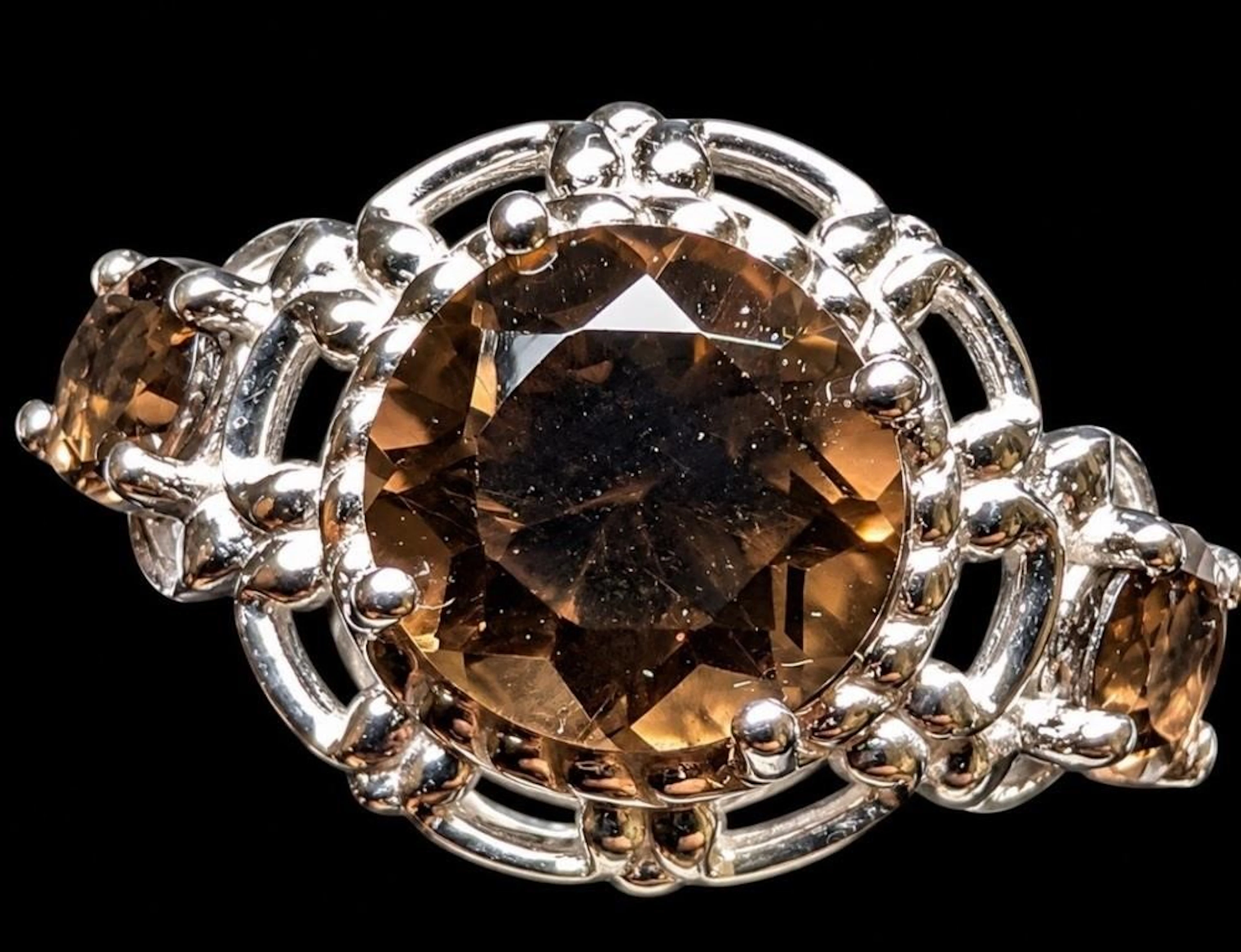 $300, silver(4.13g), smokey quartz (1.5ct)ring, s