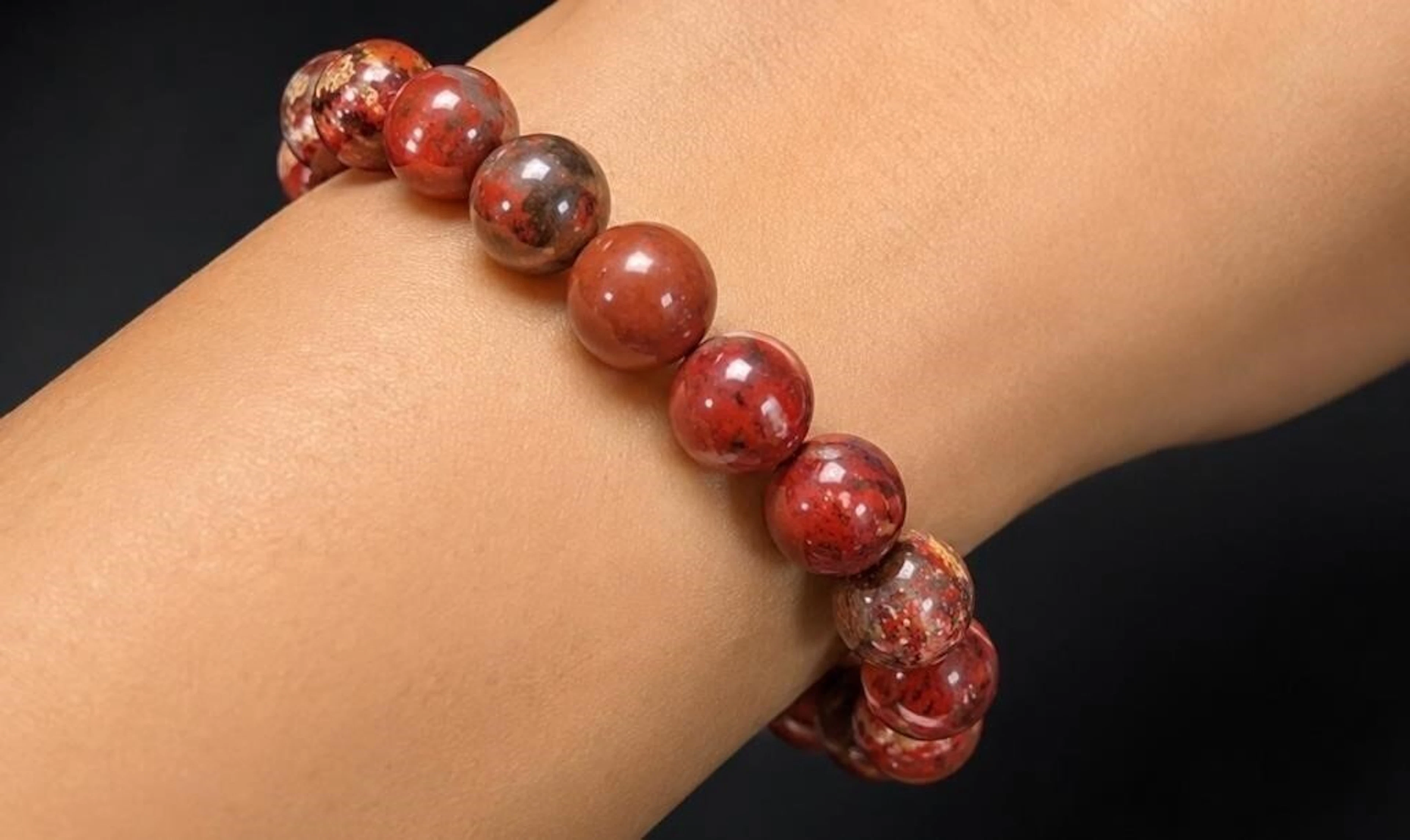 $60, red jasper 8-8.5mm bracelet flexible, retail