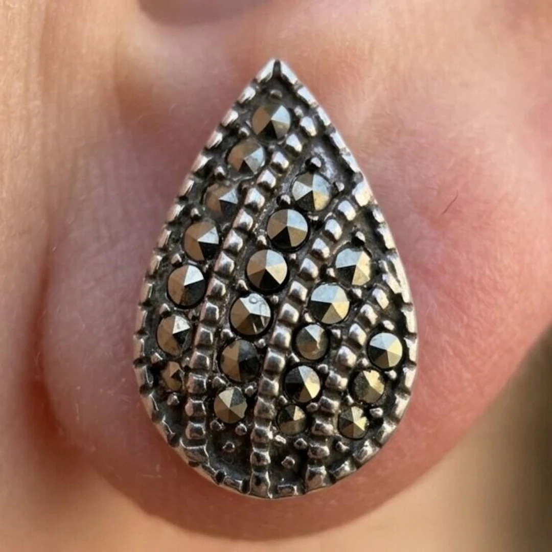 Silver 5.45g Marcasite 0.25ct Earrings