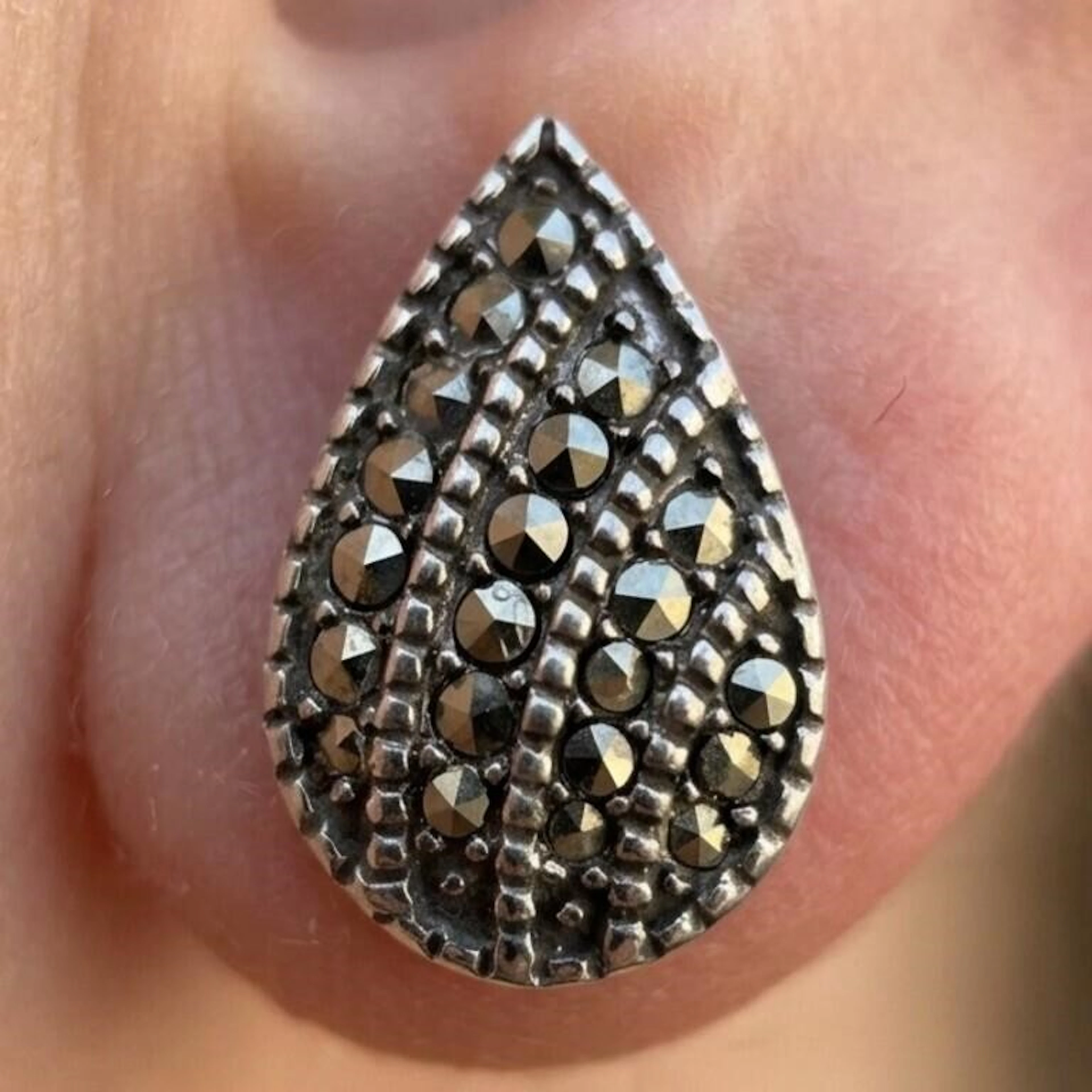 Silver 5.45g Marcasite 0.25ct Earrings