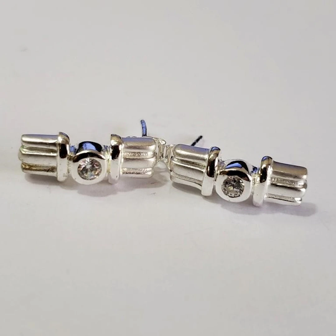 $140 Silver 4.81g CZ Earrings