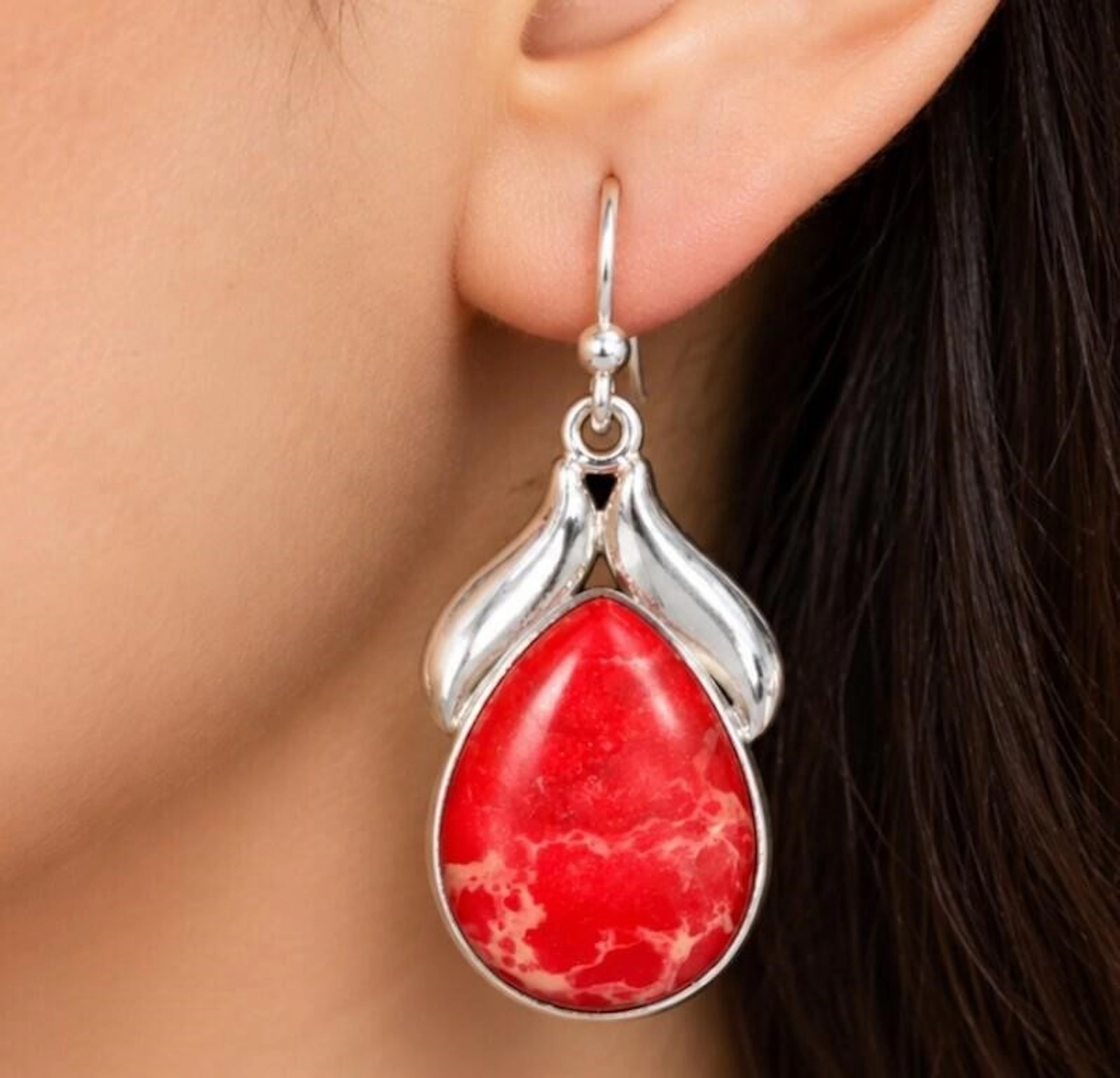 $300, silver(6.5g), Genuine gemstone earring, reta