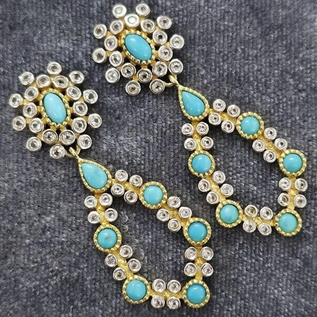 Gold plated Sil (8.15 G) Turquoise White Topaz(2
