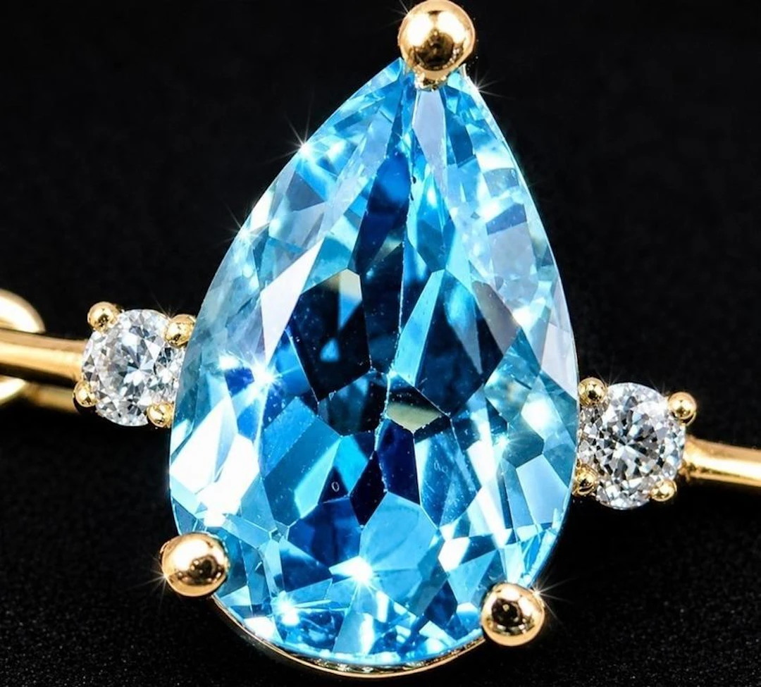 $2200, 10k(1g), blue topaz (1ct), diamond (0.02ct)