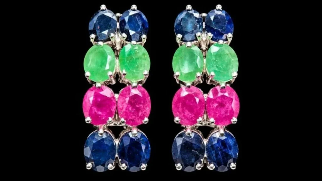 $600, silver(8.4g), ruby, emerald, sapphire (24ct)