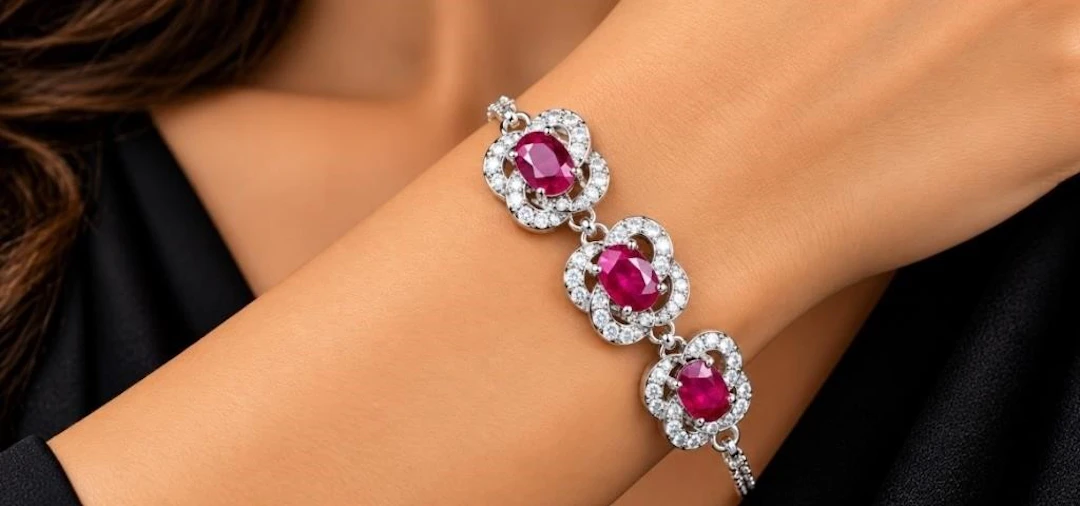 $400, silver(5.3g), ruby (1.5ct)bracelet 7.5", ret