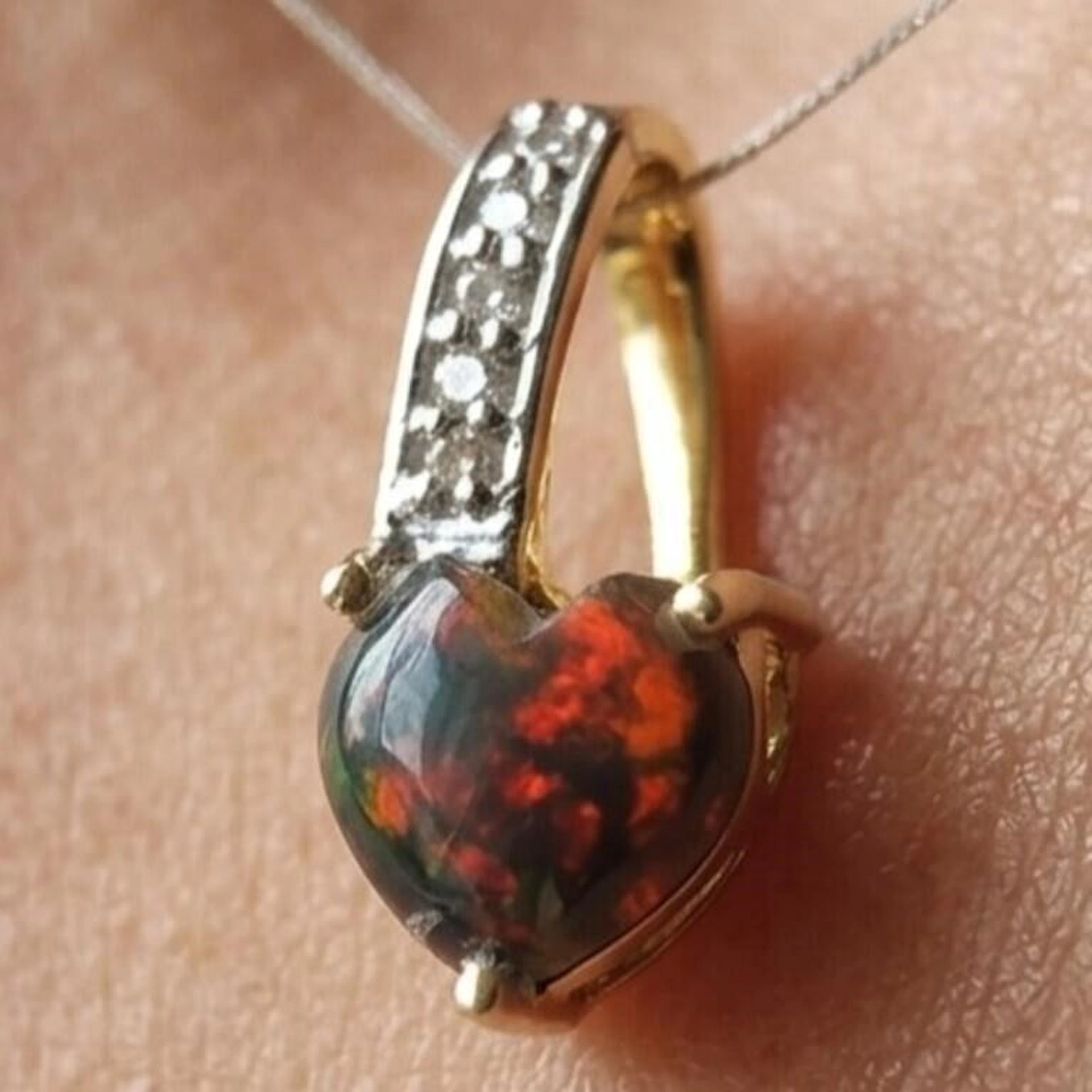 Gold-Plated Silver 0.75g Black Opal White Topaz 0.