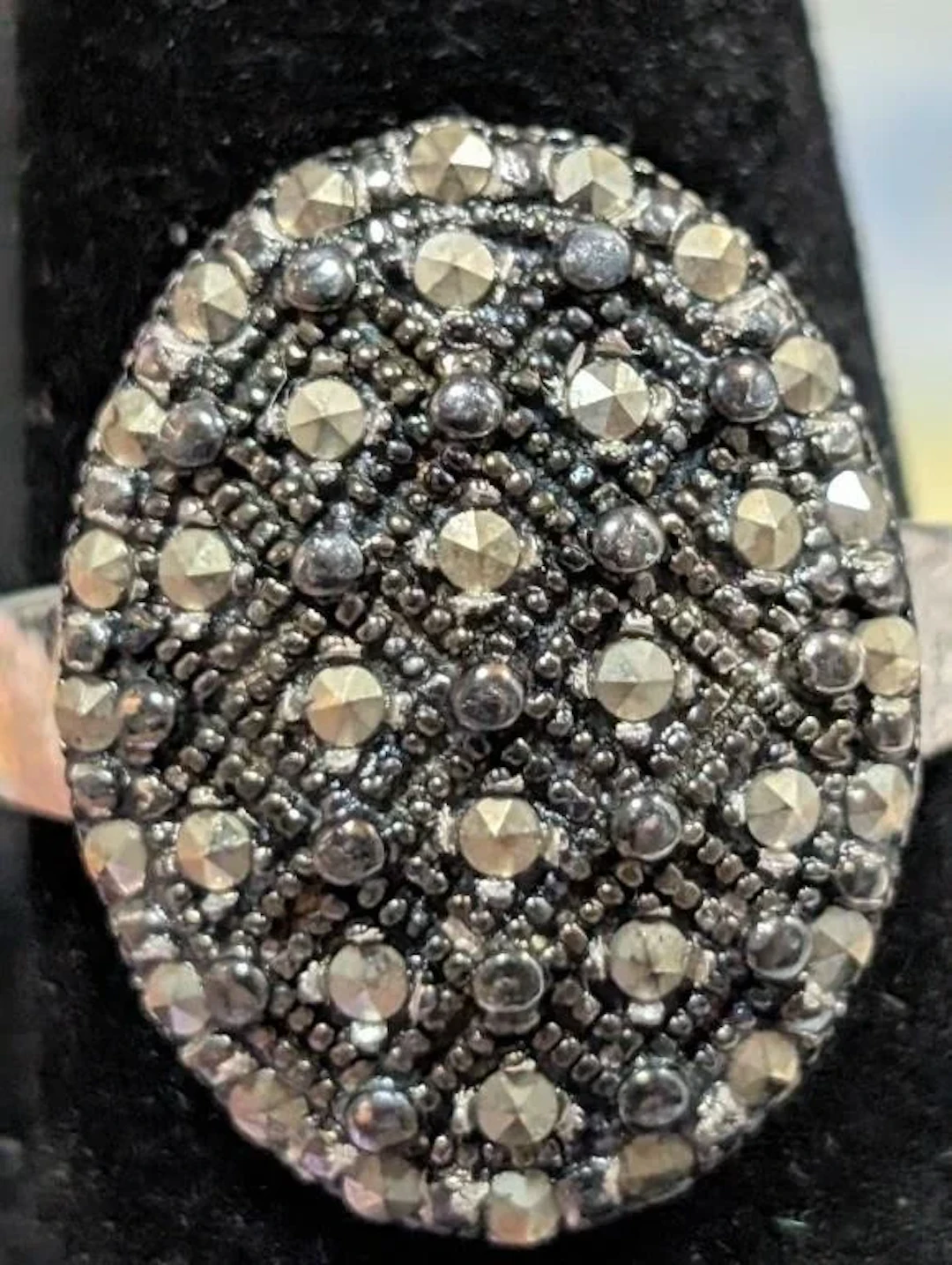 $190, Silver(7.4g), MarcasiteRing, size 8.5, appra