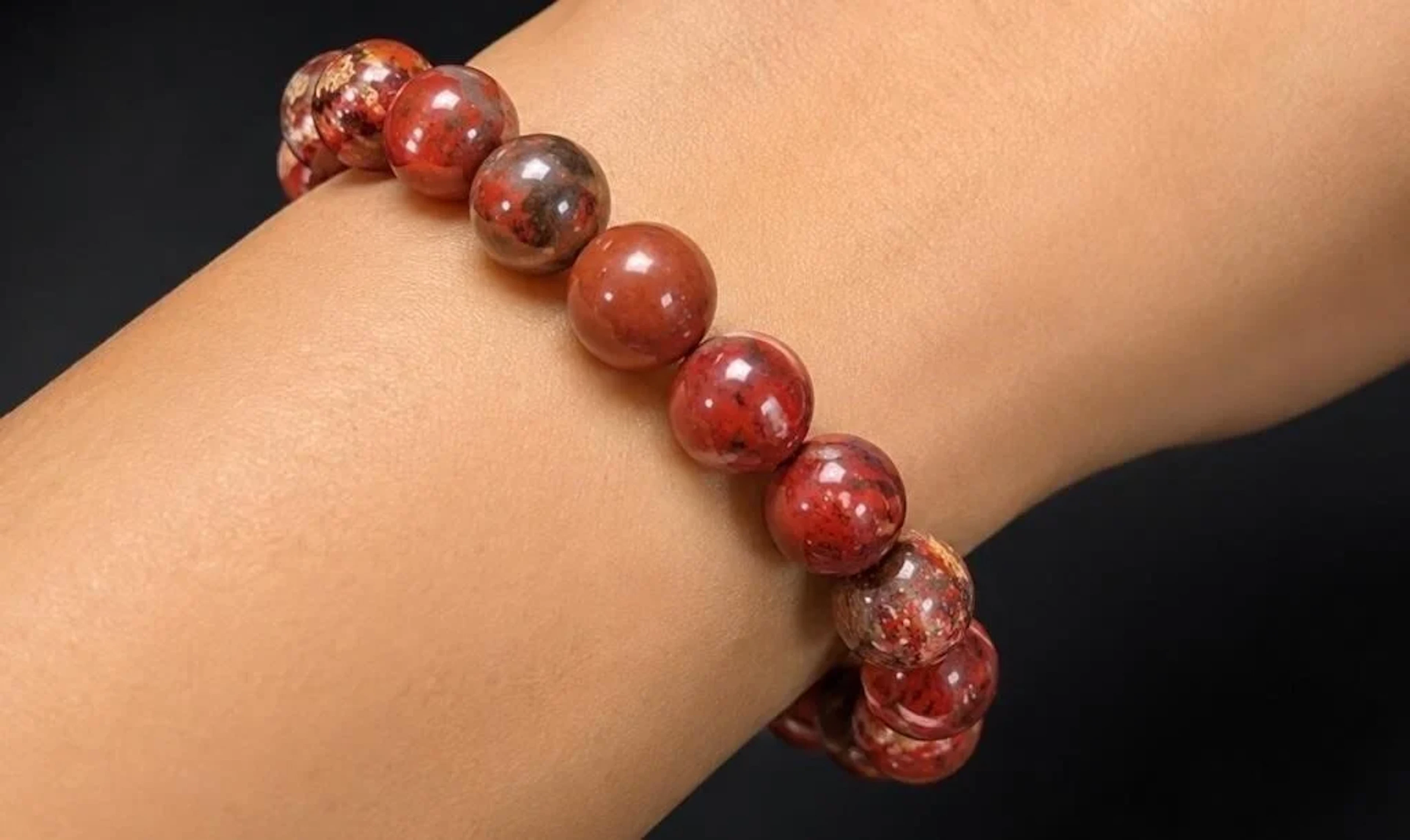 $60, red jasper 8-8.5mm bracelet flexible, retail