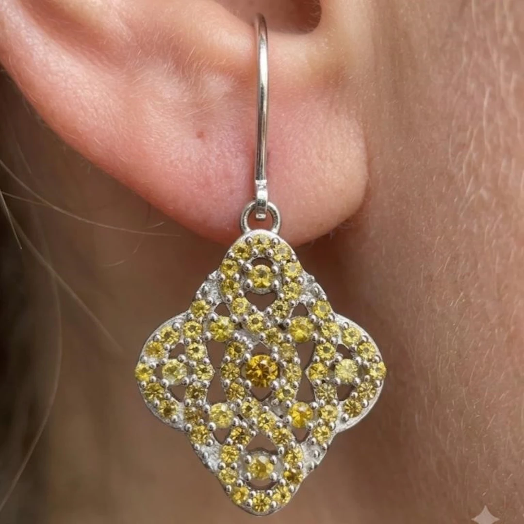 Silver 5.05g Yellow Sapphire 0.35ct Earrings