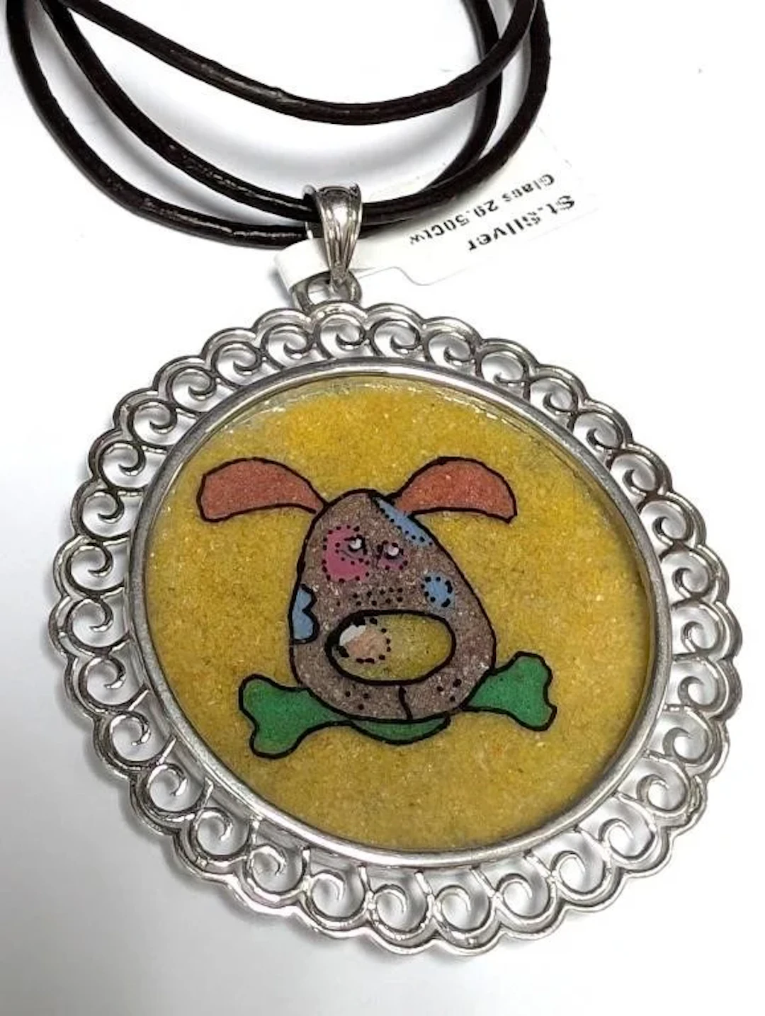 $600 Silver Genuine Gemstone Paint 22.57G Pendant